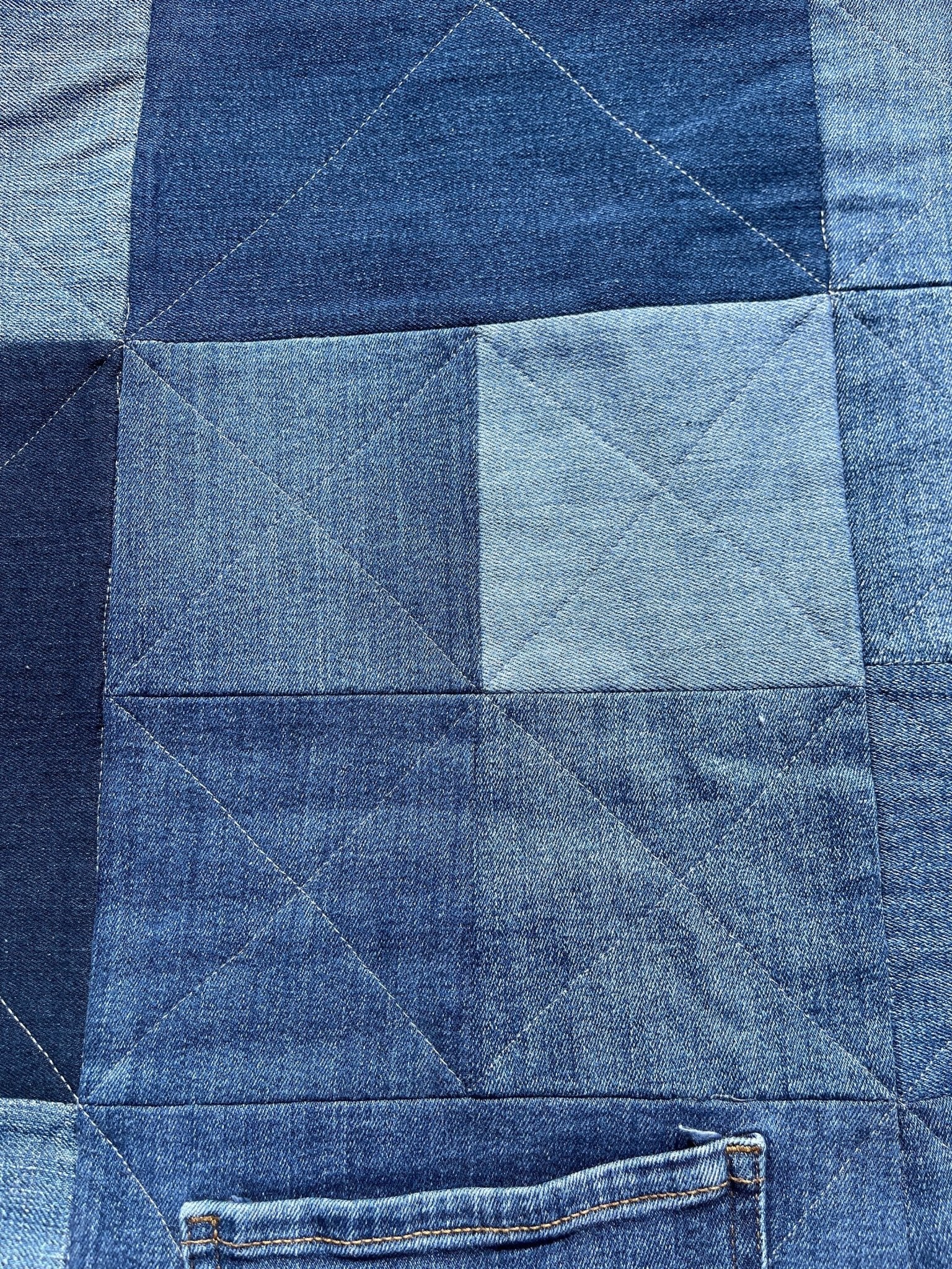 Reclaimed Denim Picnic Blanket / Quilt & Carry Strap