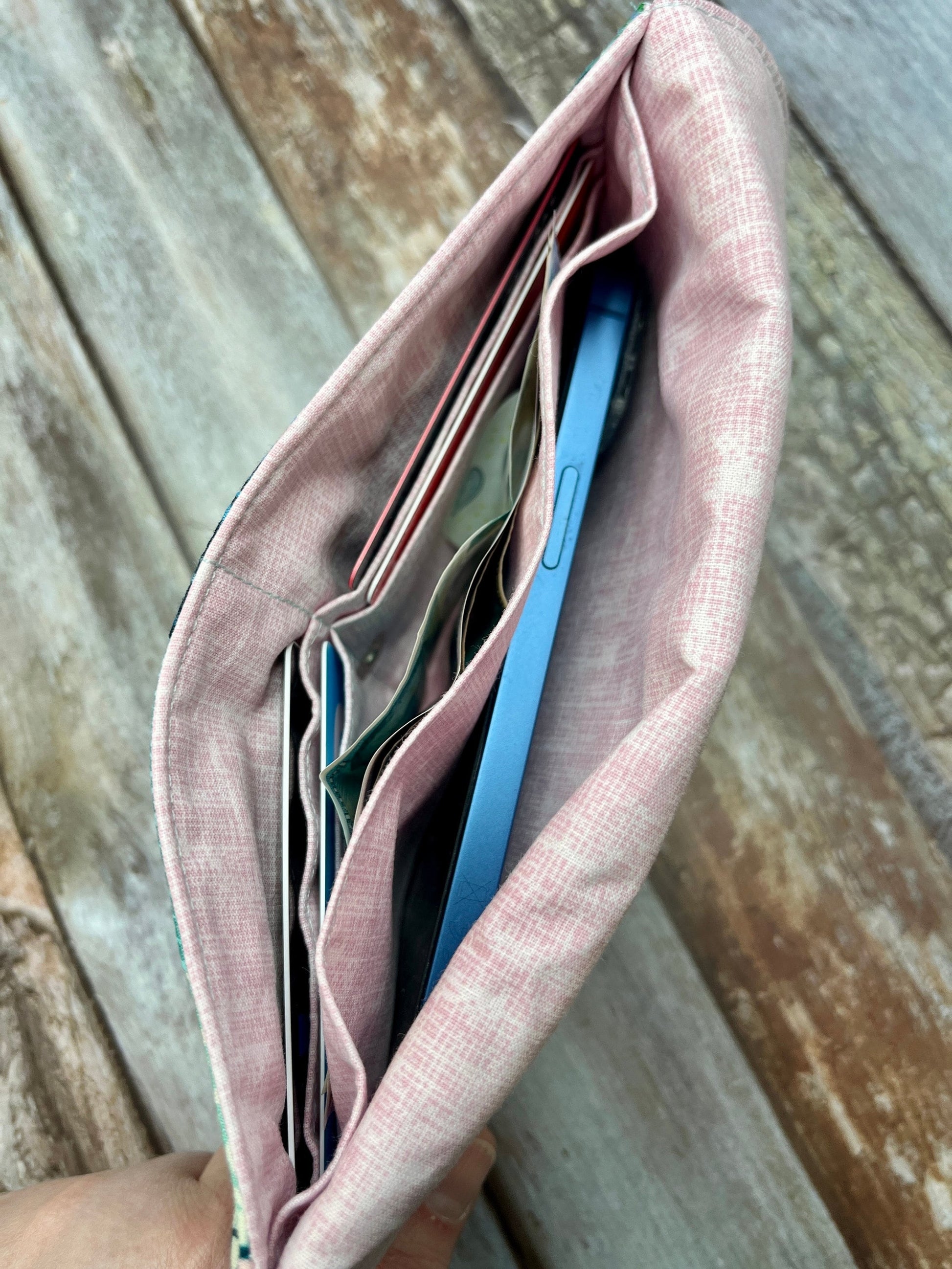 Selvedge Slim Purse | Patchwork Purse | Phone Clutch Wallet - Uphouse Crafts