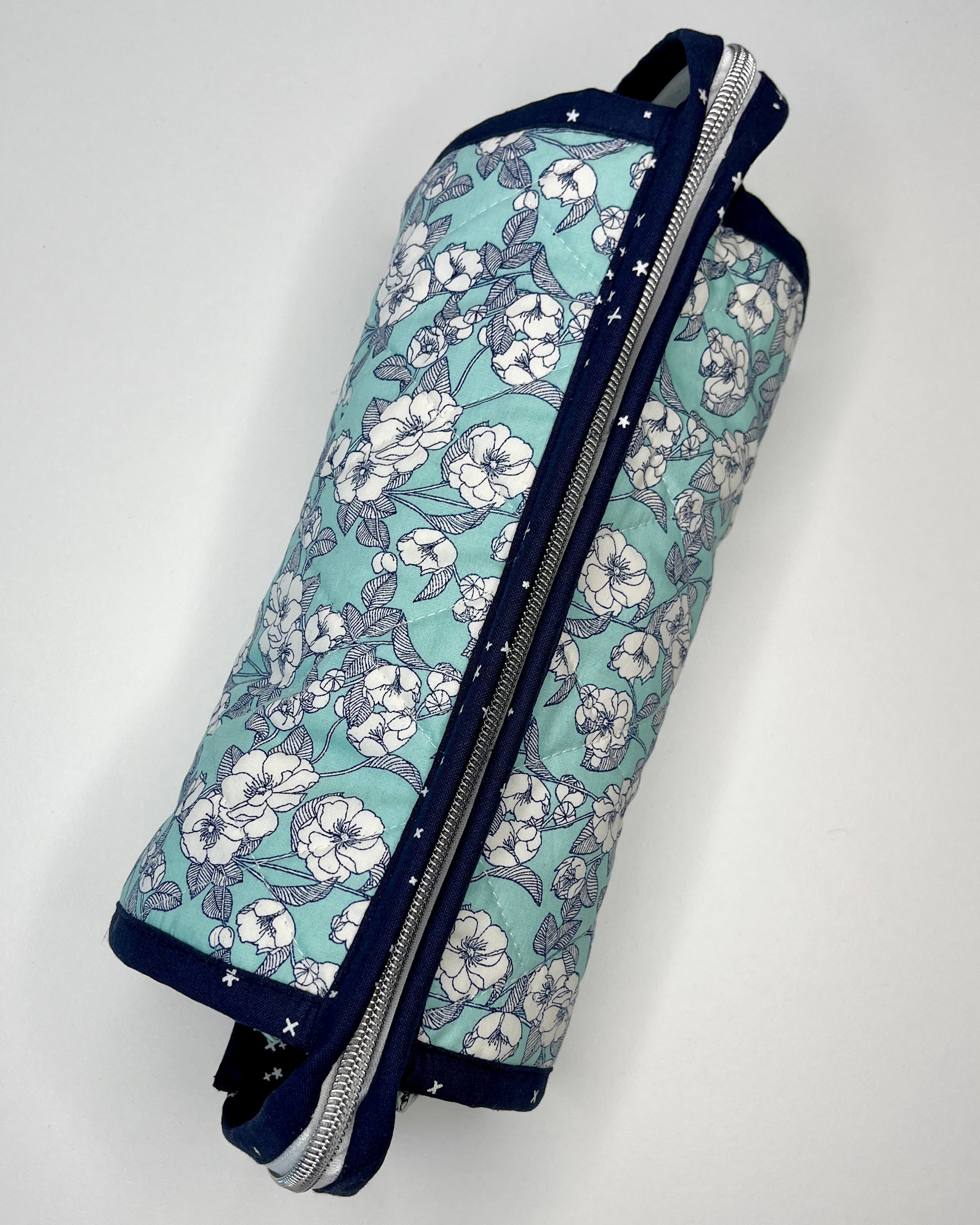 Sew Together Bag |Mint Navy White Floral 2 | Craft Organisation - Uphouse Crafts