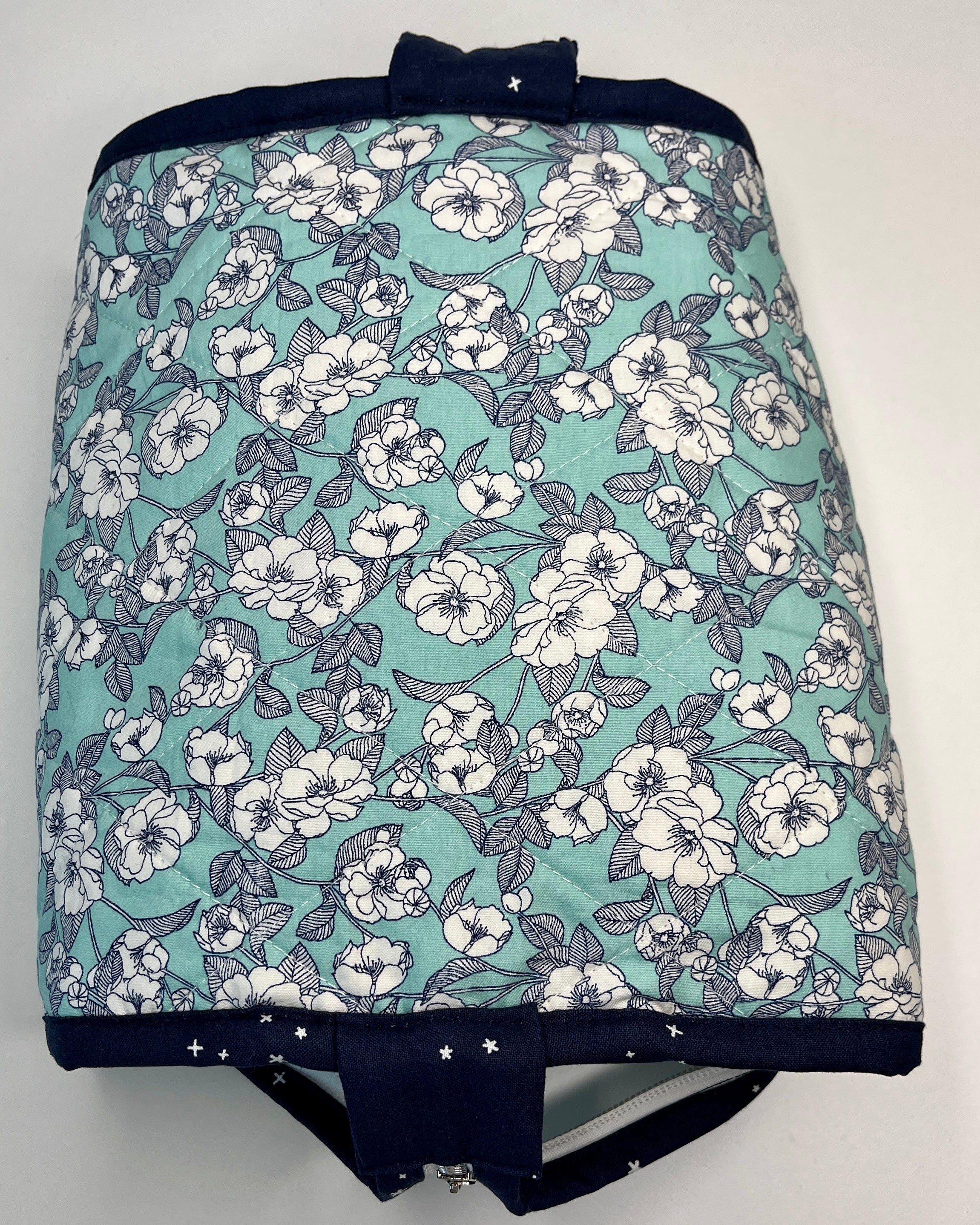 Sew Together Bag |Mint Navy White Floral 2 | Craft Organisation - Uphouse Crafts