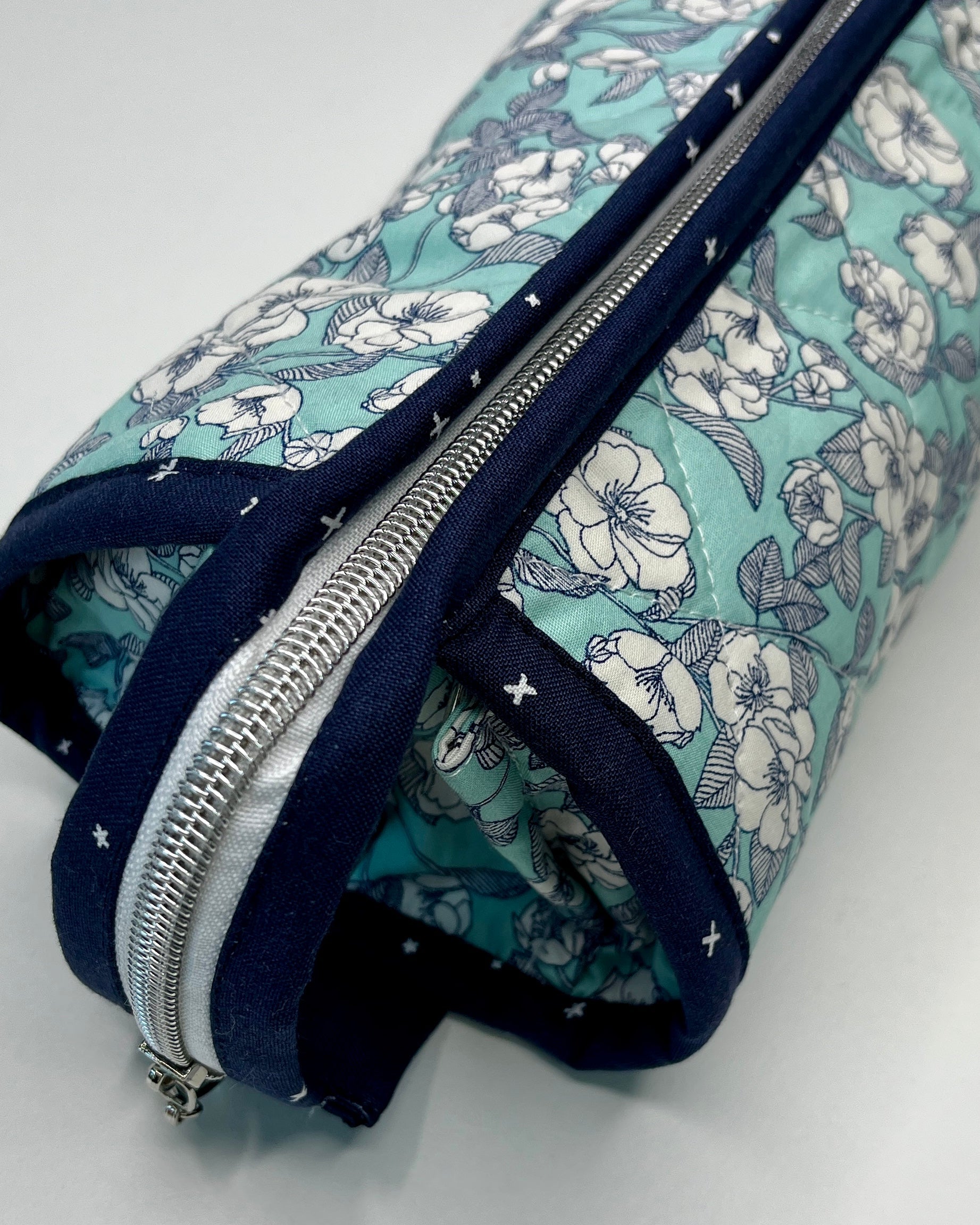 Sew Together Bag |Mint Navy White Floral 2 | Craft Organisation - Uphouse Crafts