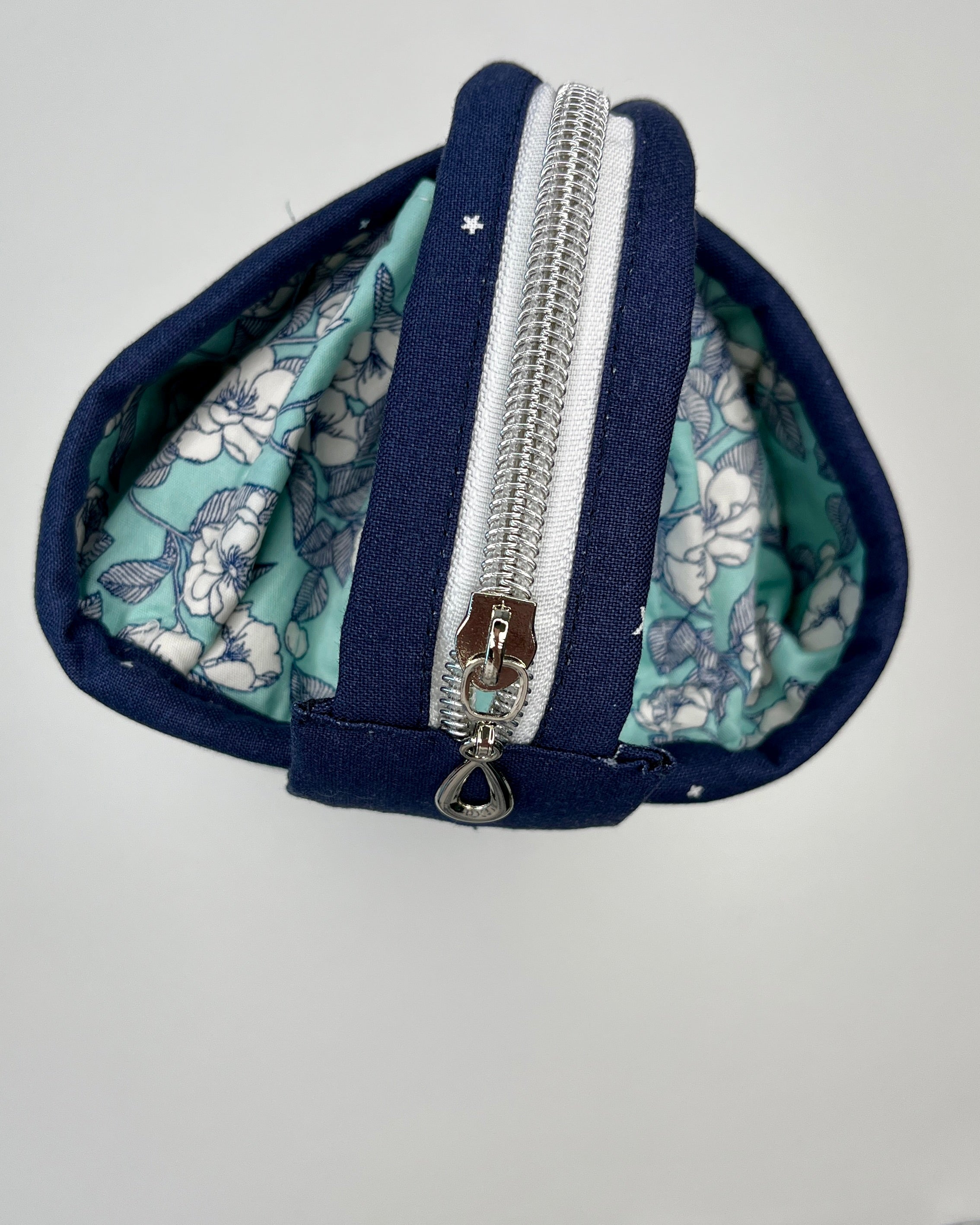 Sew Together Bag |Mint Navy White Floral 2 | Craft Organisation - Uphouse Crafts