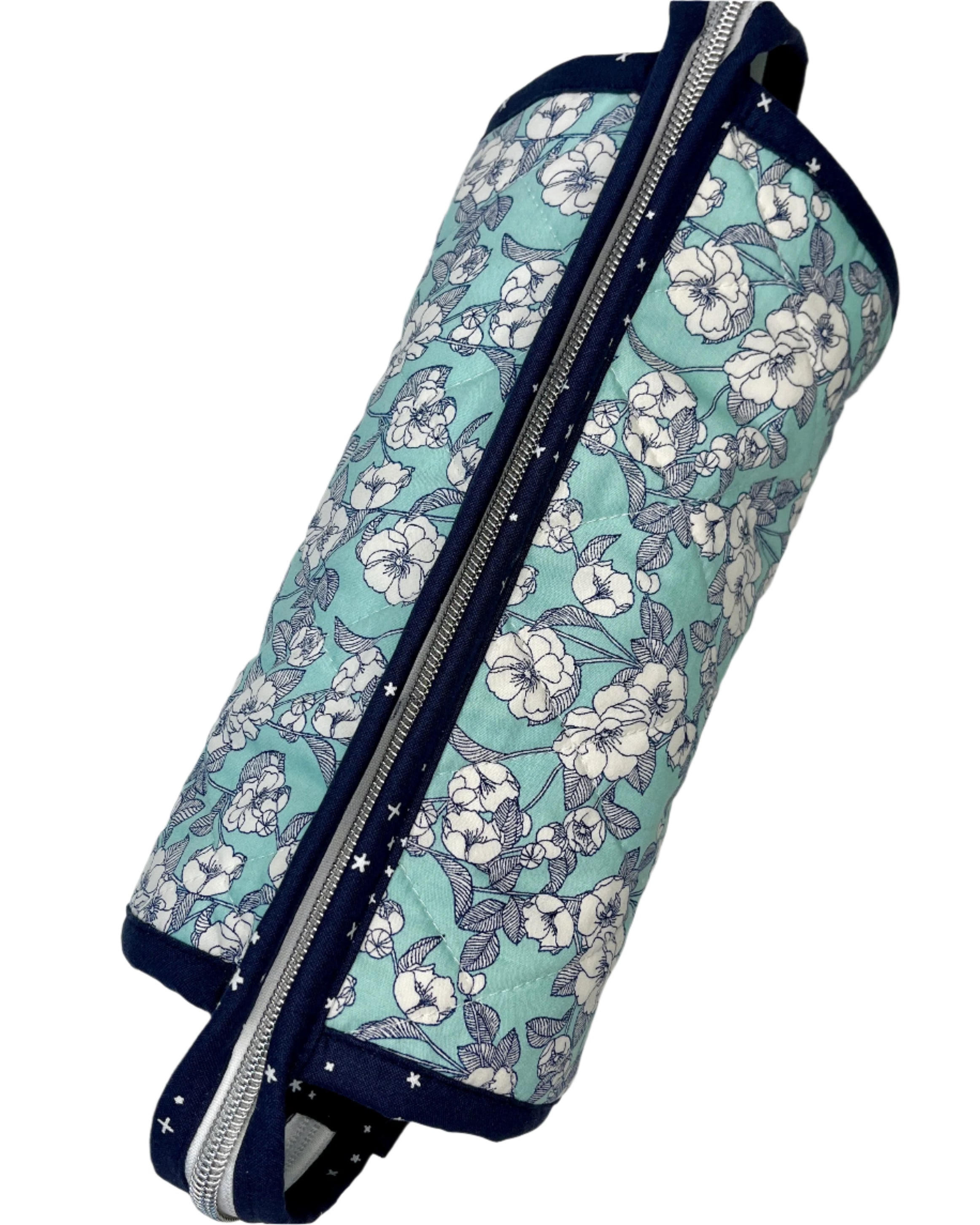 Sew Together Bag |Mint Navy White Floral 2 | Craft Organisation - Uphouse Crafts