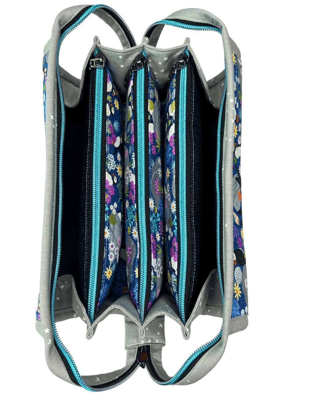 Sew Together Bag | Navy Blue Grey Aqua Puffin | Craft Organisation - Uphouse Crafts