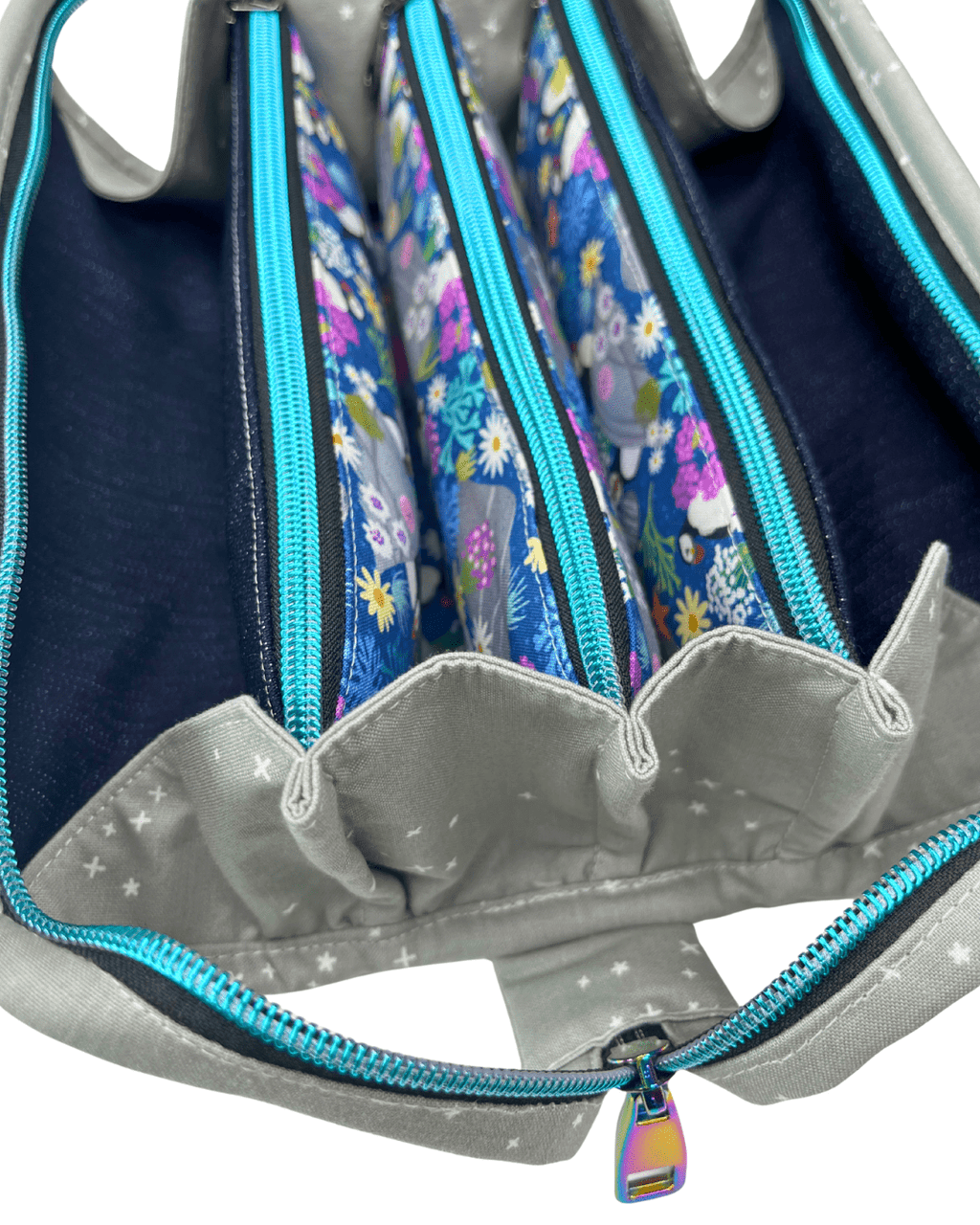 Sew Together Bag | Navy Blue Grey Aqua Puffin | Craft Organisation - Uphouse Crafts