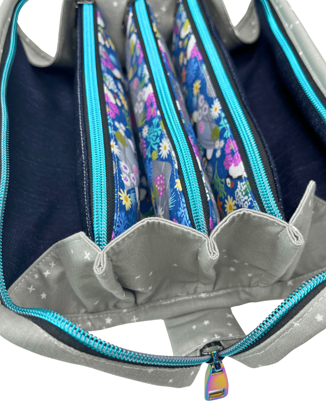 Sew Together Bag | Navy Blue Grey Aqua Puffin | Craft Organisation - Uphouse Crafts