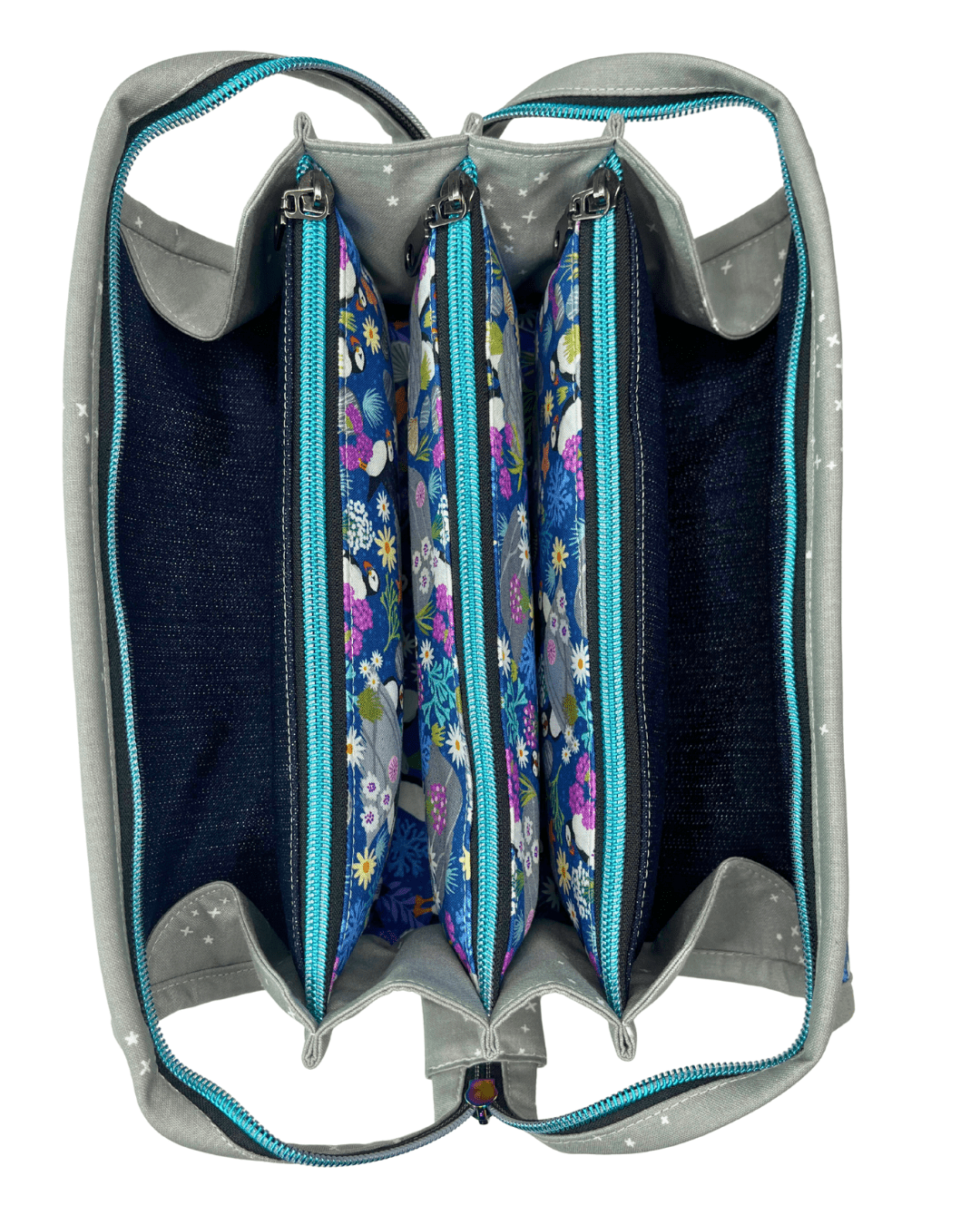 Sew Together Bag | Navy Blue Grey Aqua Puffin | Craft Organisation - Uphouse Crafts