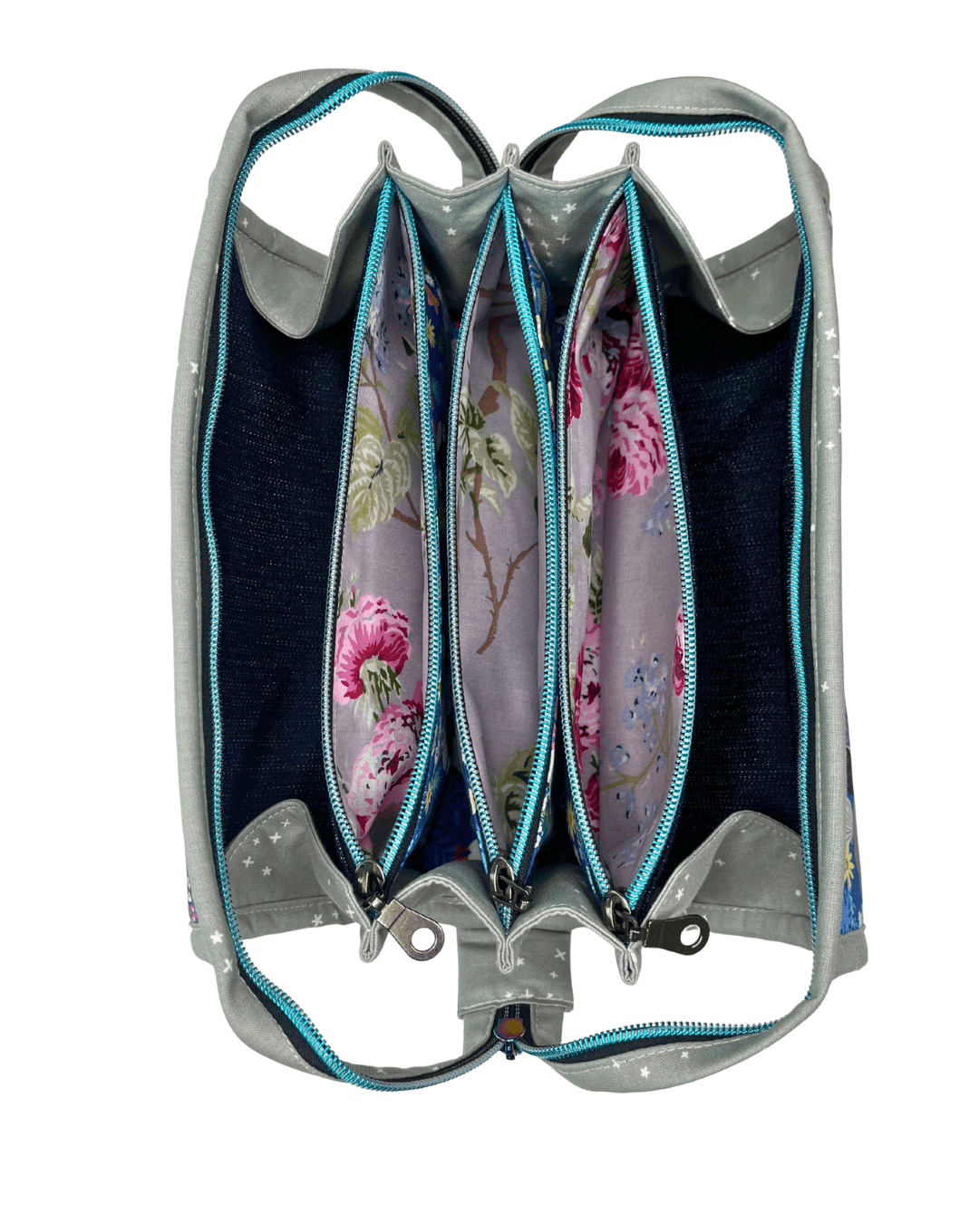 Sew Together Bag | Navy Blue Grey Aqua Puffin | Craft Organisation - Uphouse Crafts