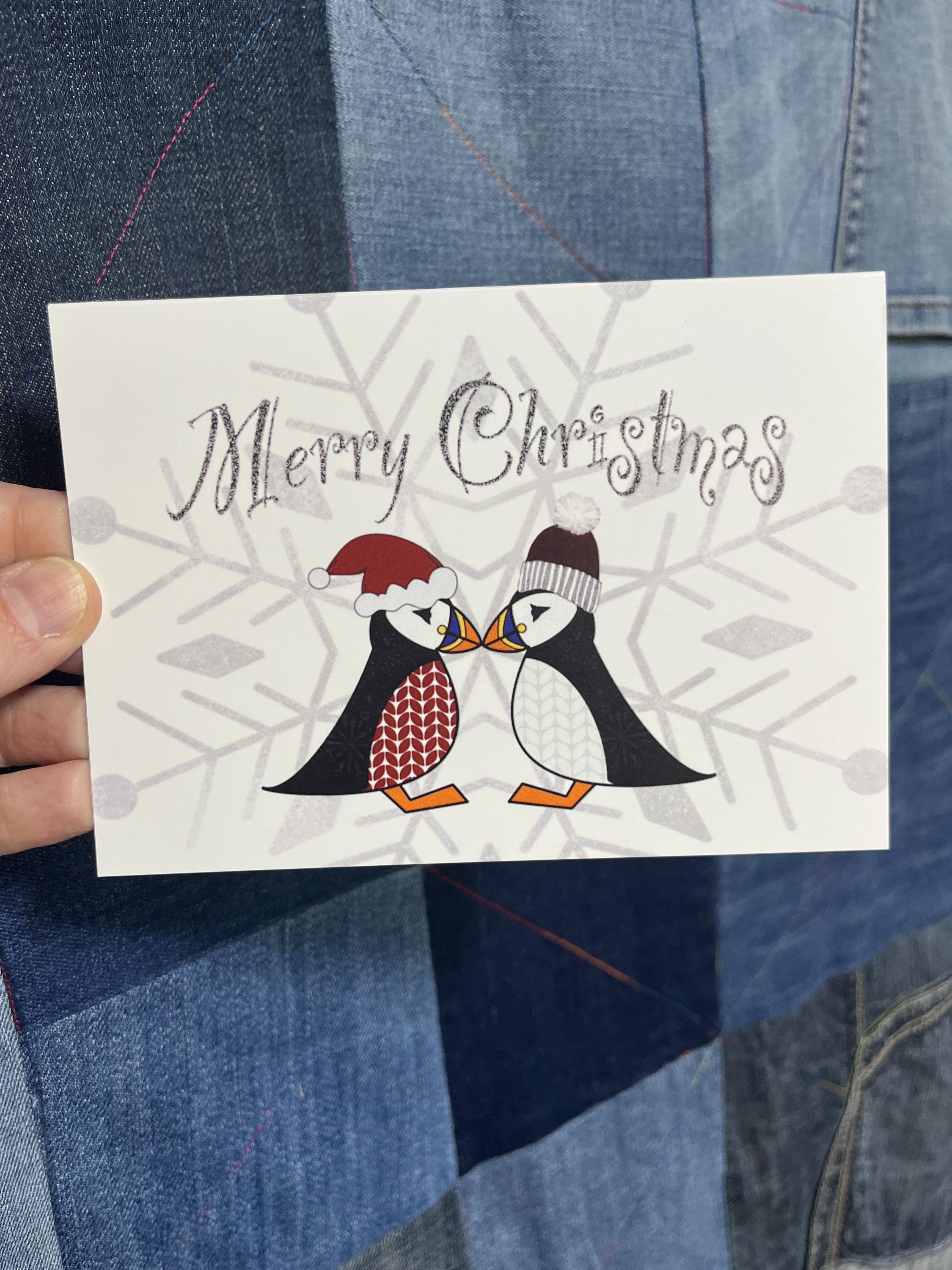 Sheep & Puffin Christmas Card | Shetland - Set of 5 Puffin Cards - Uphouse Crafts