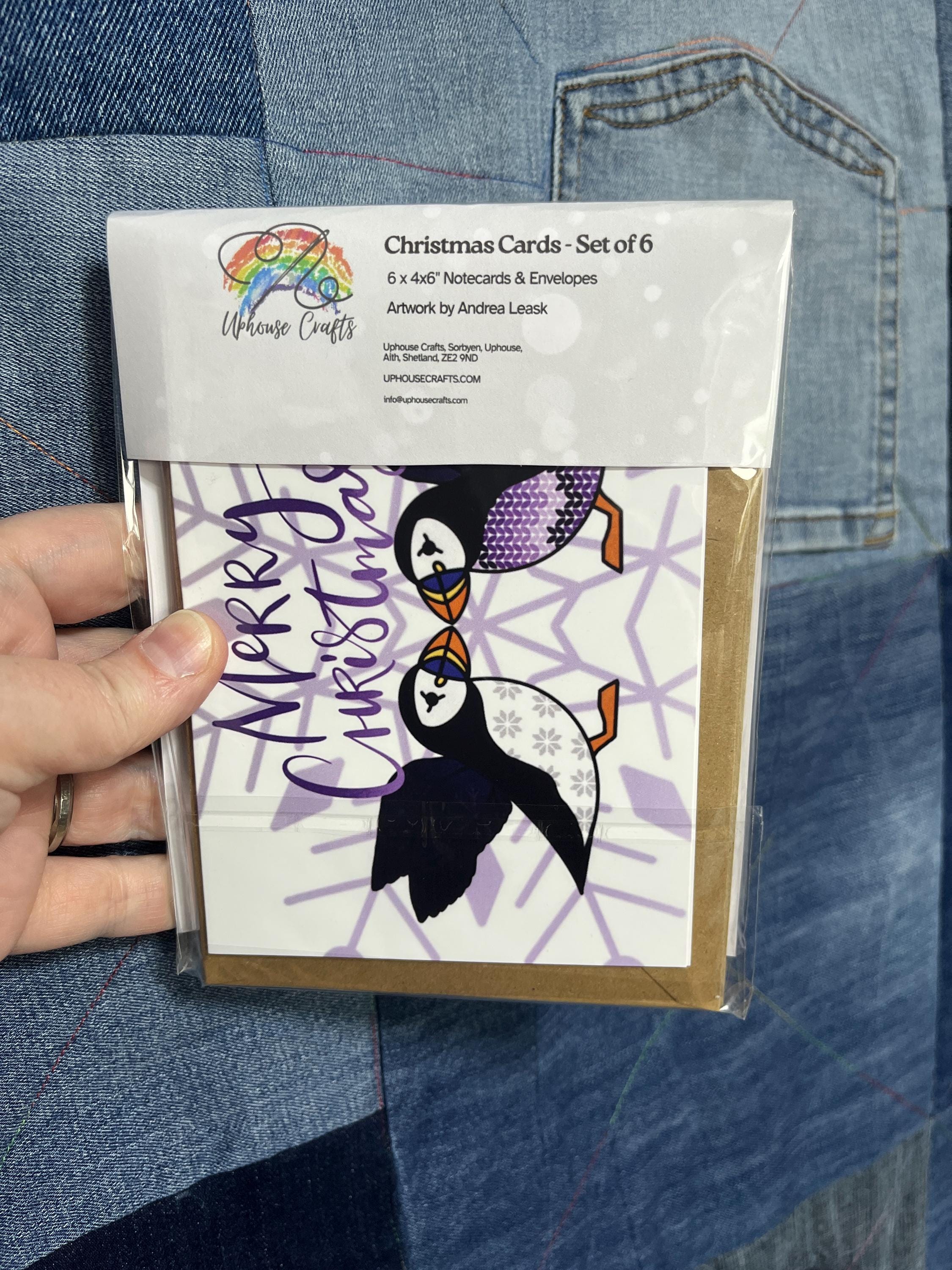 Sheep & Puffin Christmas Card | Shetland - Set of 5 Puffin Cards - Uphouse Crafts