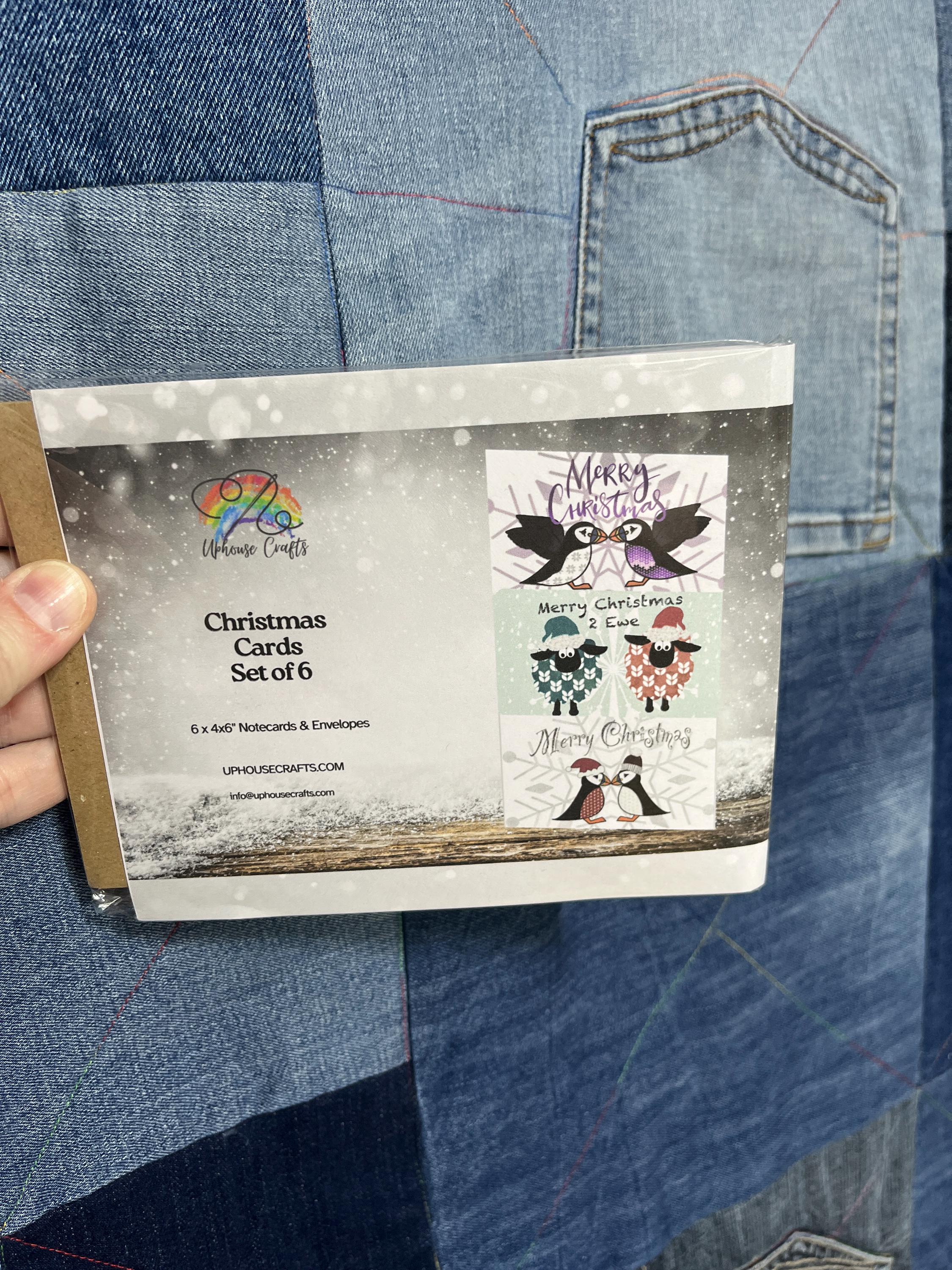 Sheep & Puffin Christmas Card | Shetland - Set of 5 Puffin Cards - Uphouse Crafts