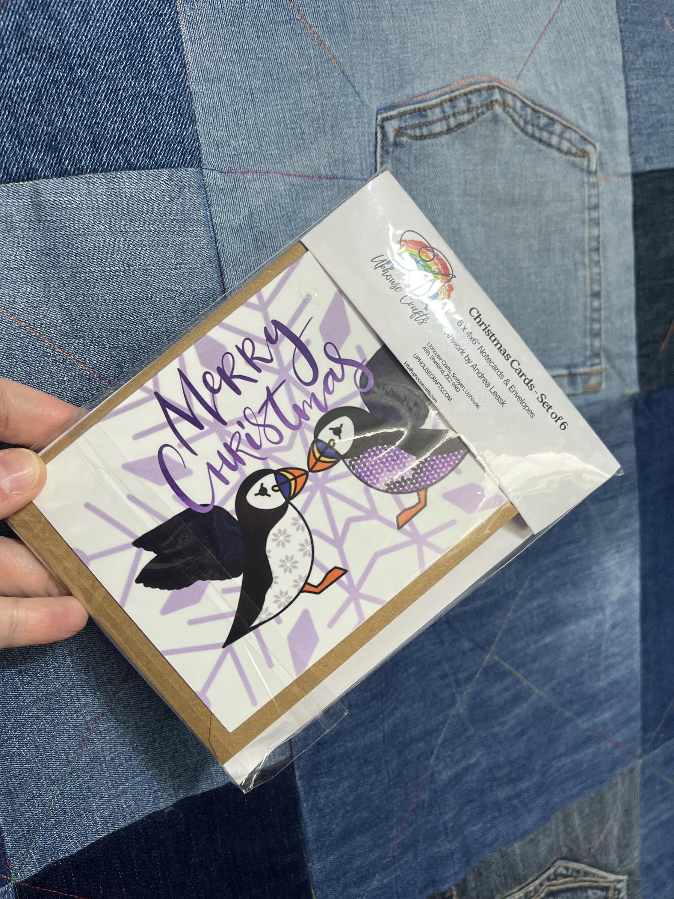 Sheep & Puffin Christmas Card | Shetland - Set of 5 Puffin Cards - Uphouse Crafts