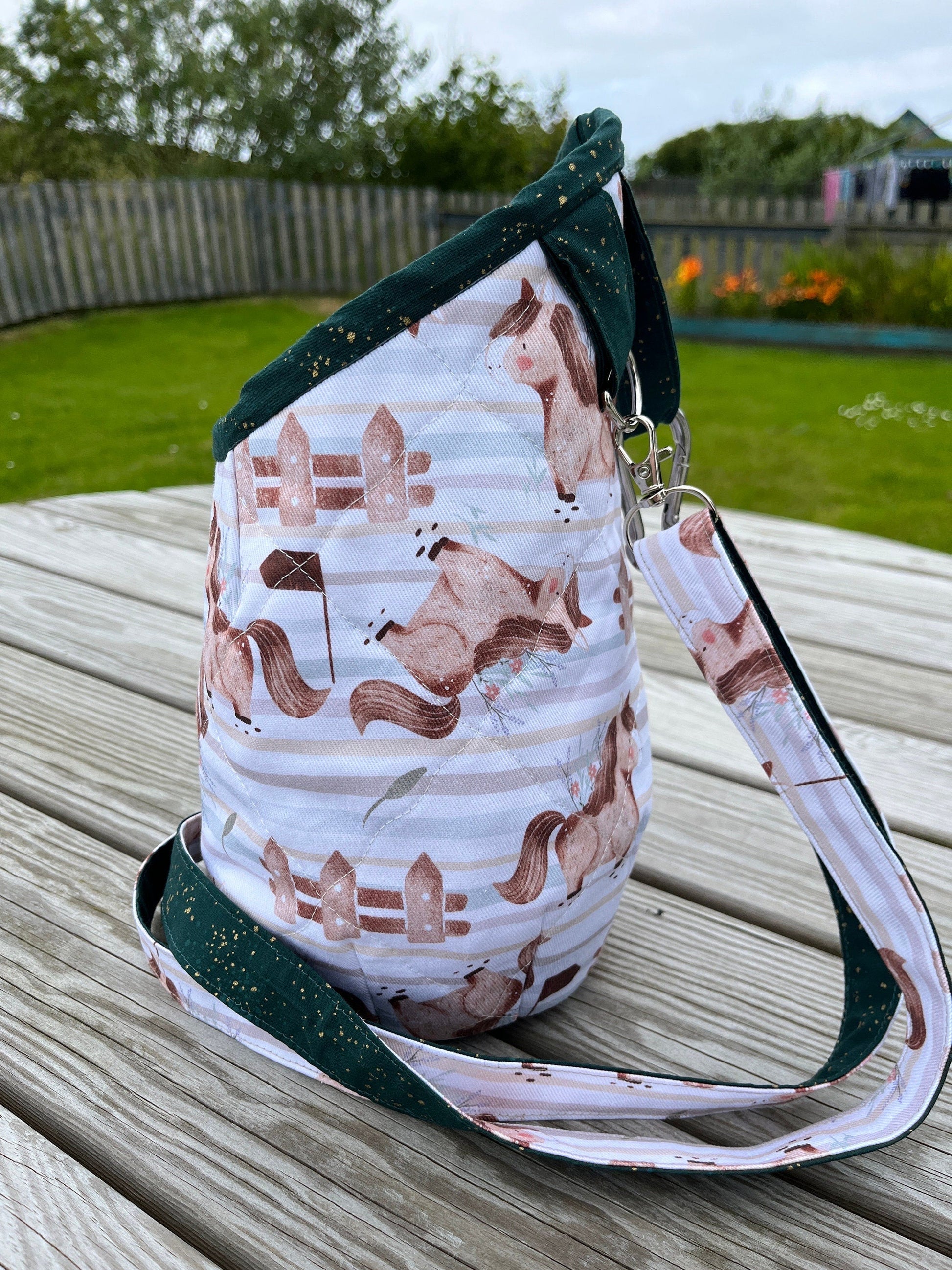 Shetland Pony Clothes Peg Bag, Wearable Peg Bag, Cream Green - Uphouse Crafts