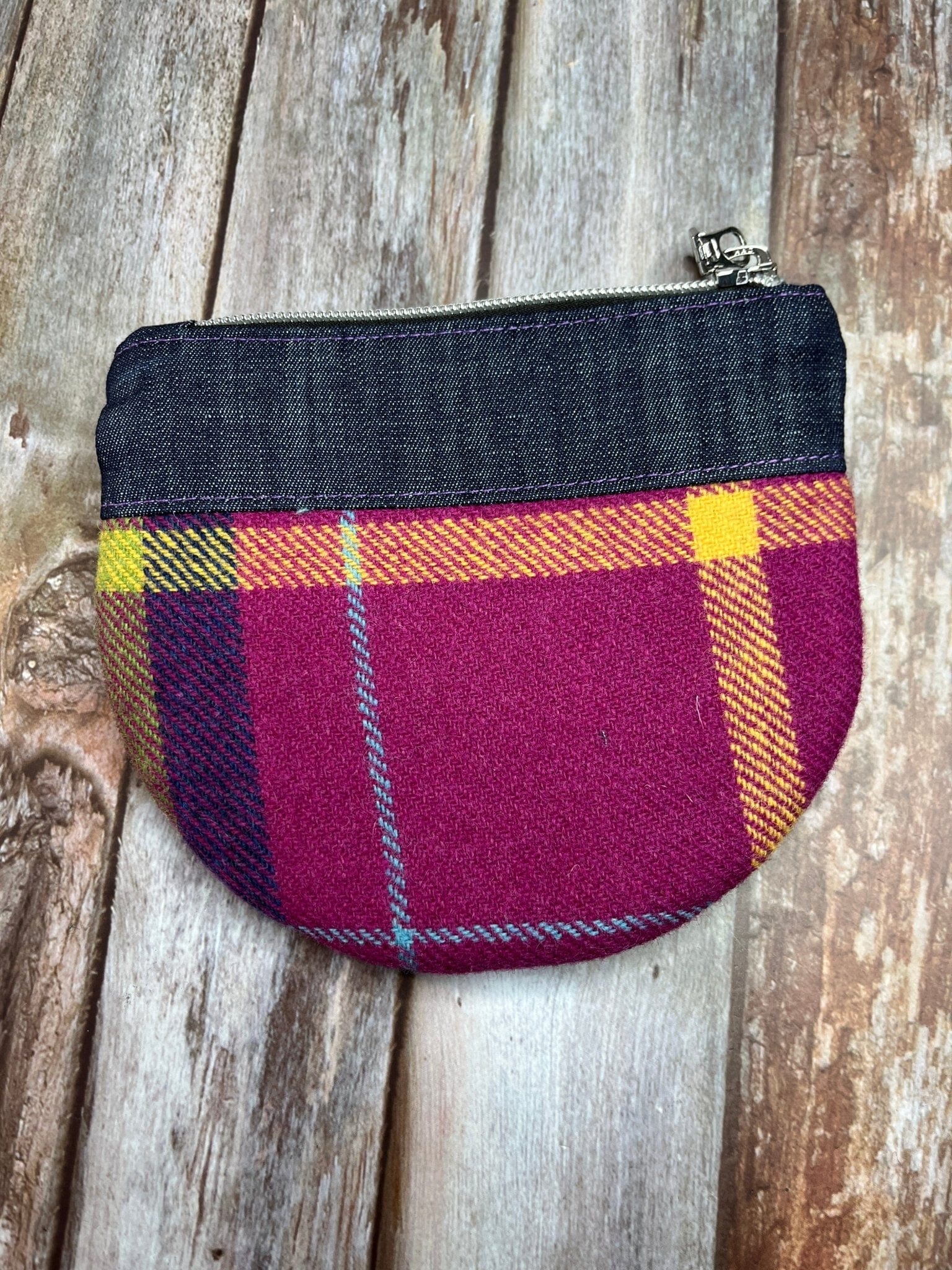 Shetland Summer Heather Tweed Round Wing Zip Purse