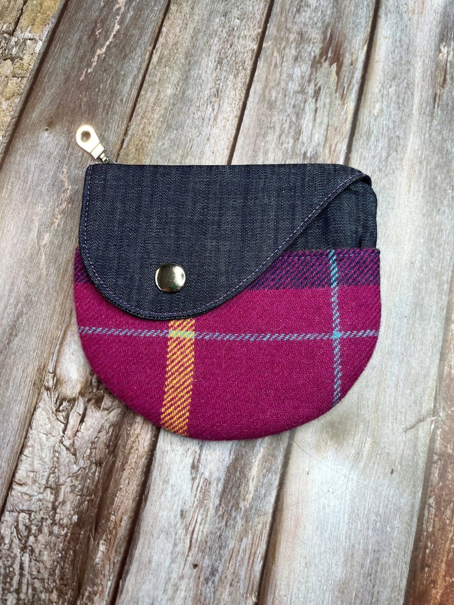 Shetland Summer Heather Tweed Round Wing Zip Purse