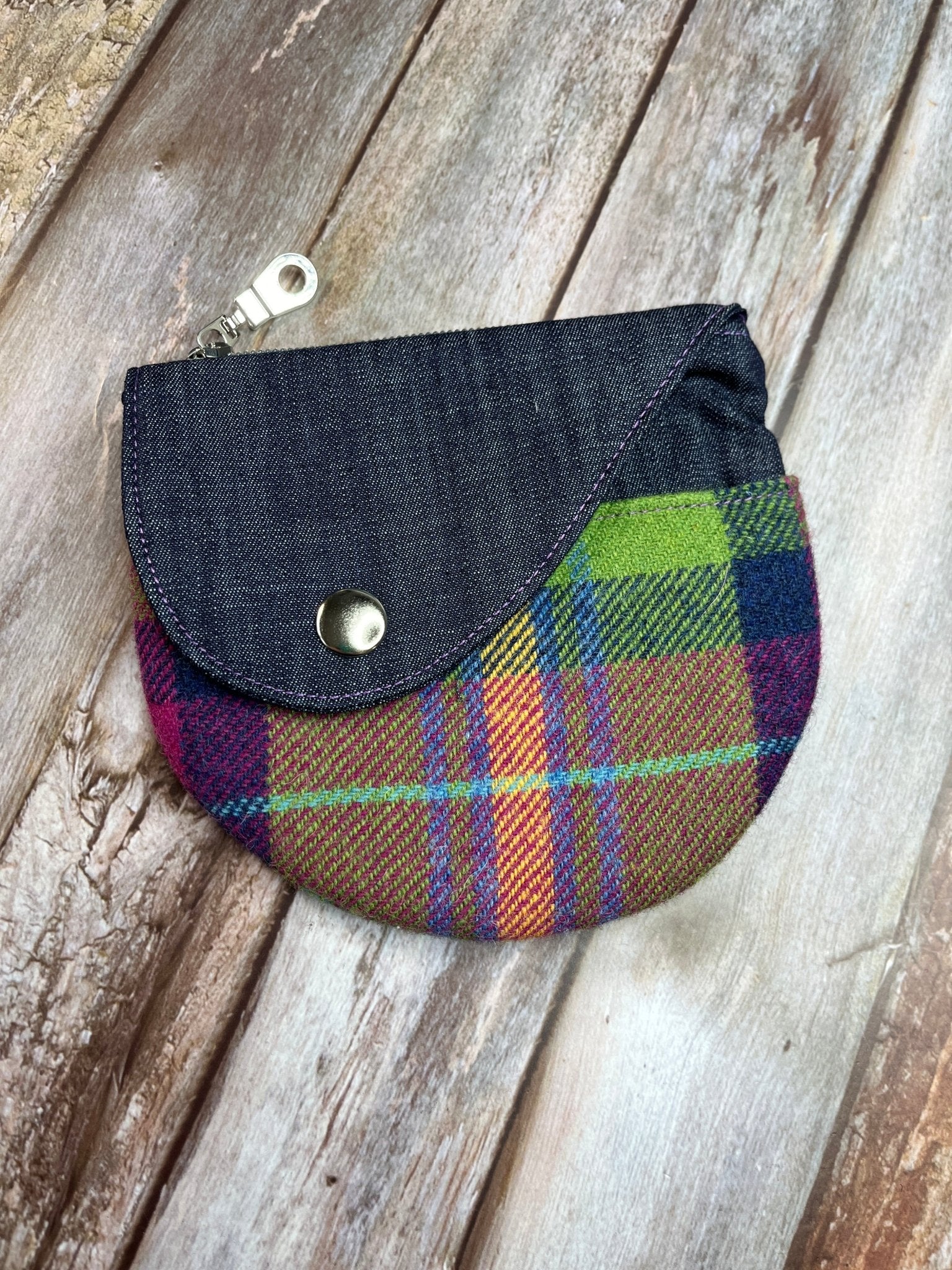 Shetland Summer Heather Tweed Round Wing Zip Purse - Uphouse Crafts