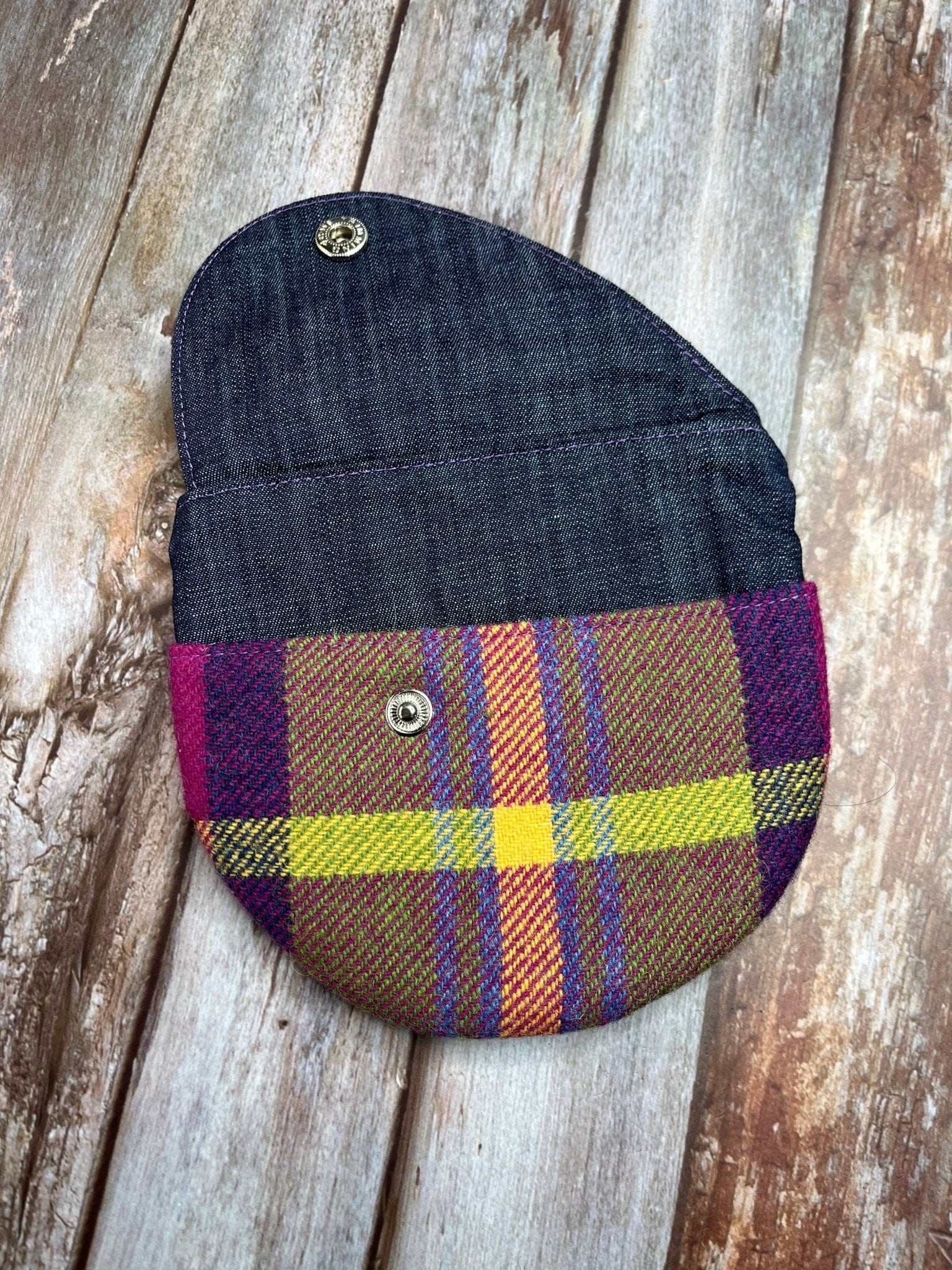 Shetland Summer Heather Tweed Round Wing Zip Purse