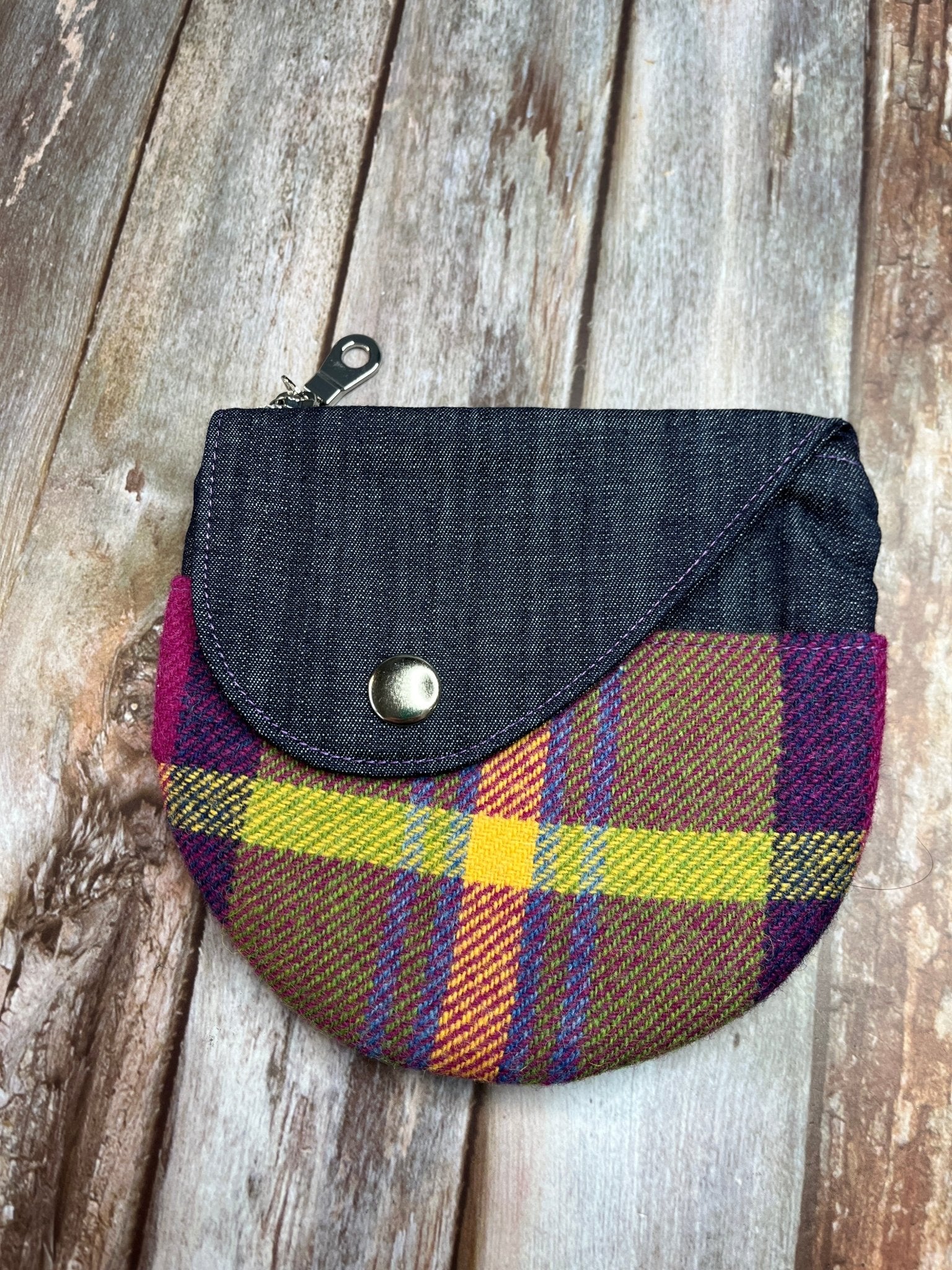 Shetland Summer Heather Tweed Round Wing Zip Purse - Uphouse Crafts