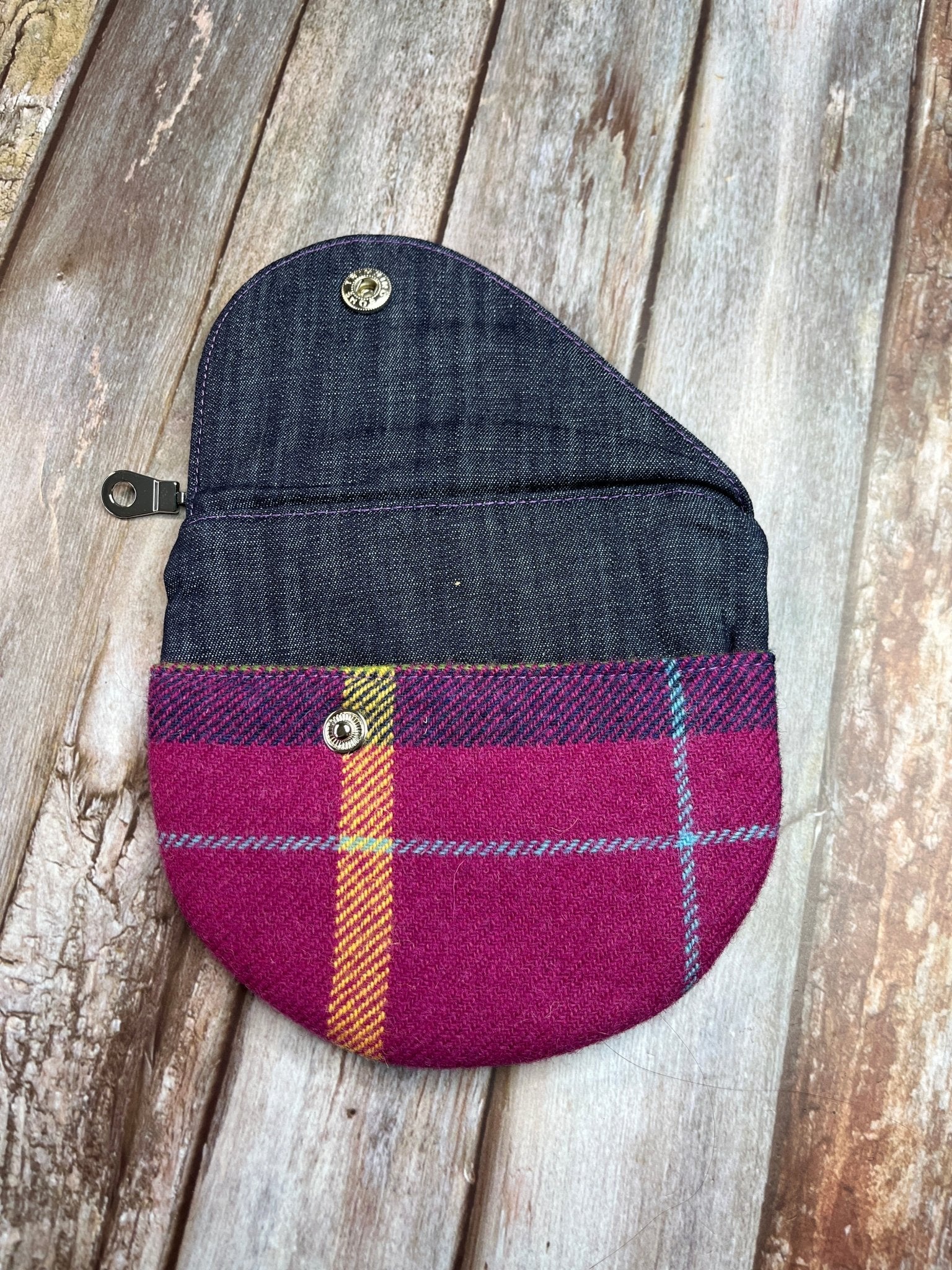 Shetland Summer Heather Tweed Round Wing Zip Purse - Uphouse Crafts