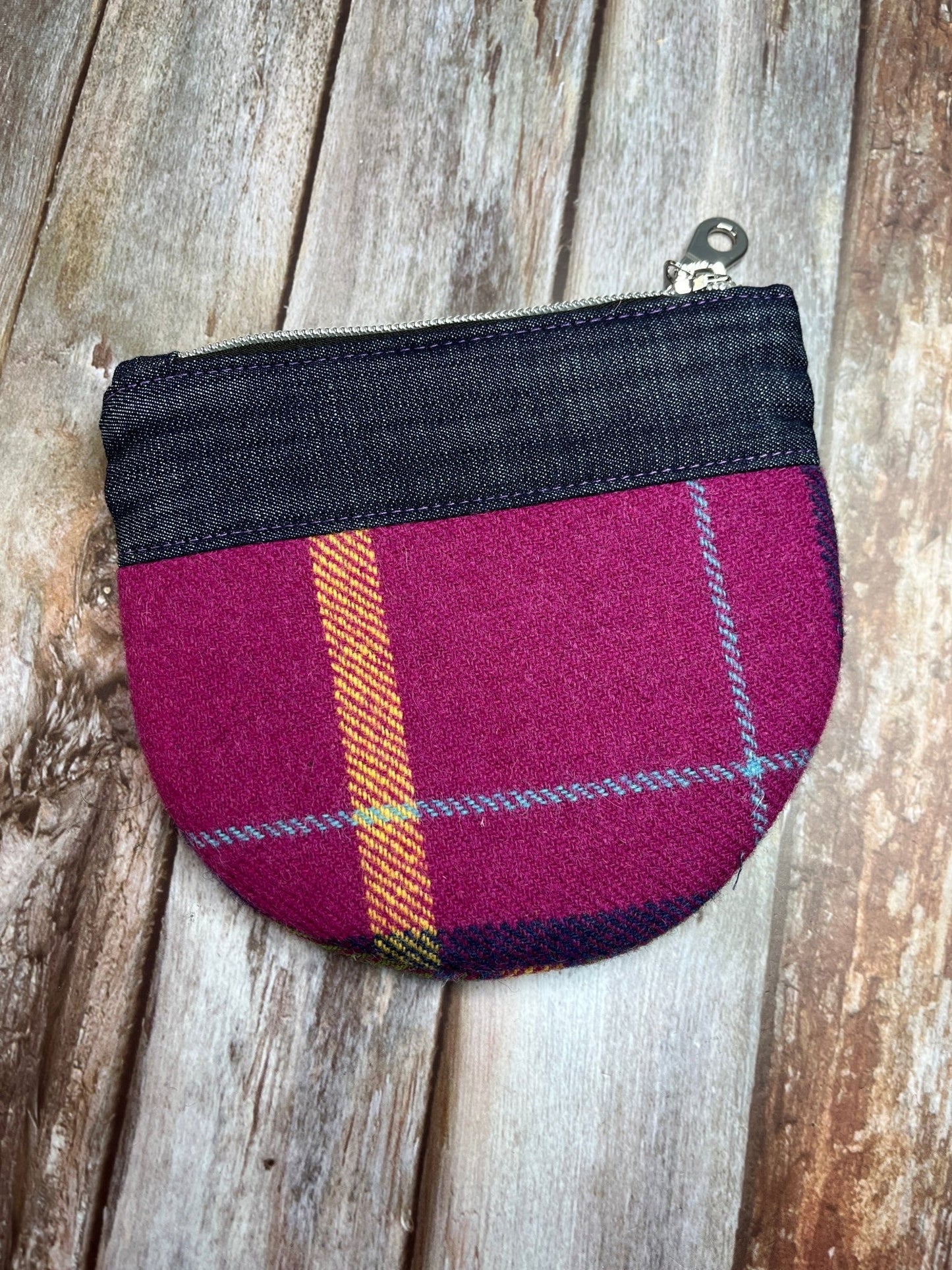 Shetland Summer Heather Tweed Round Wing Zip Purse - Uphouse Crafts