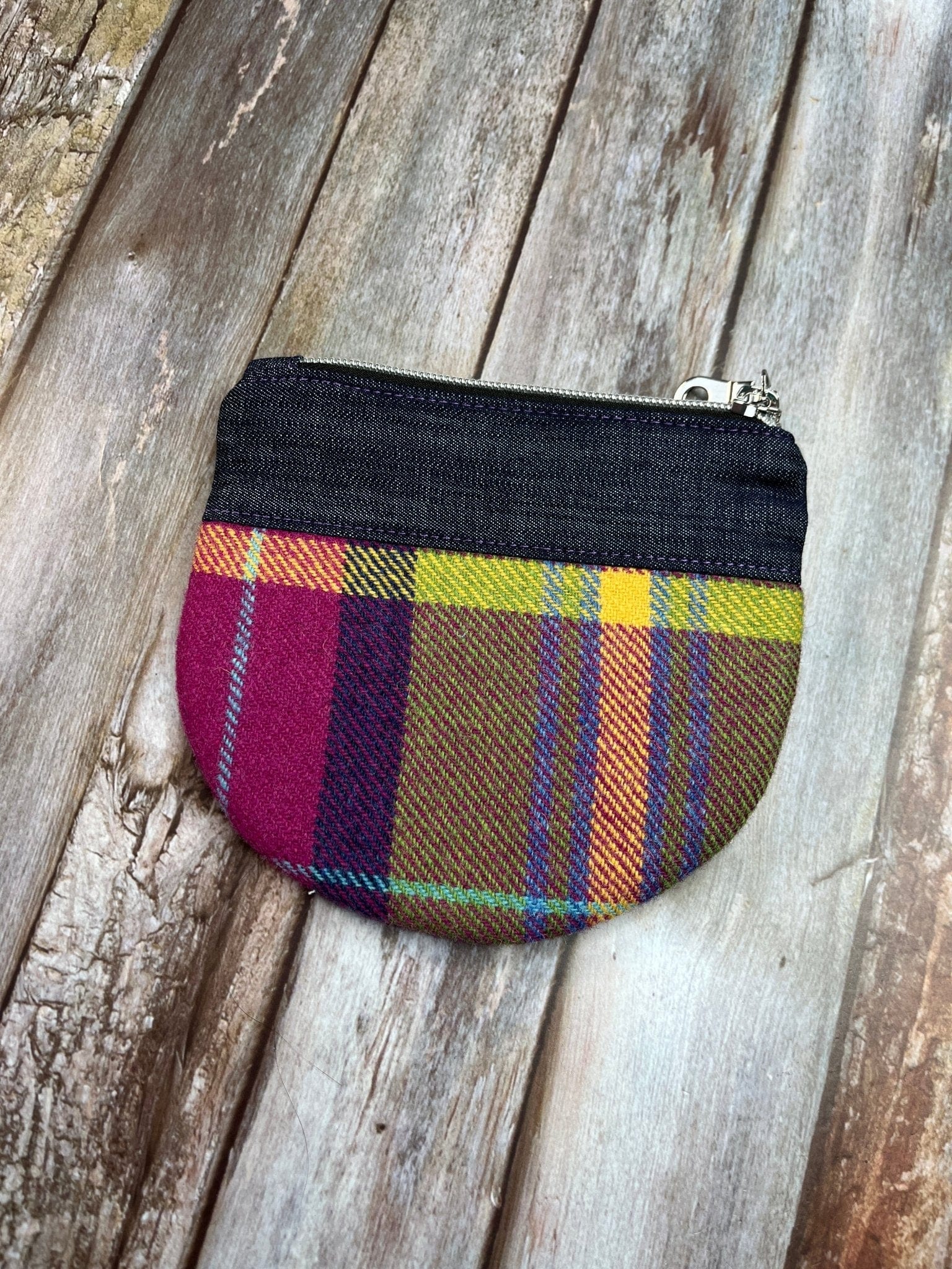 Shetland Summer Heather Tweed Round Wing Zip Purse