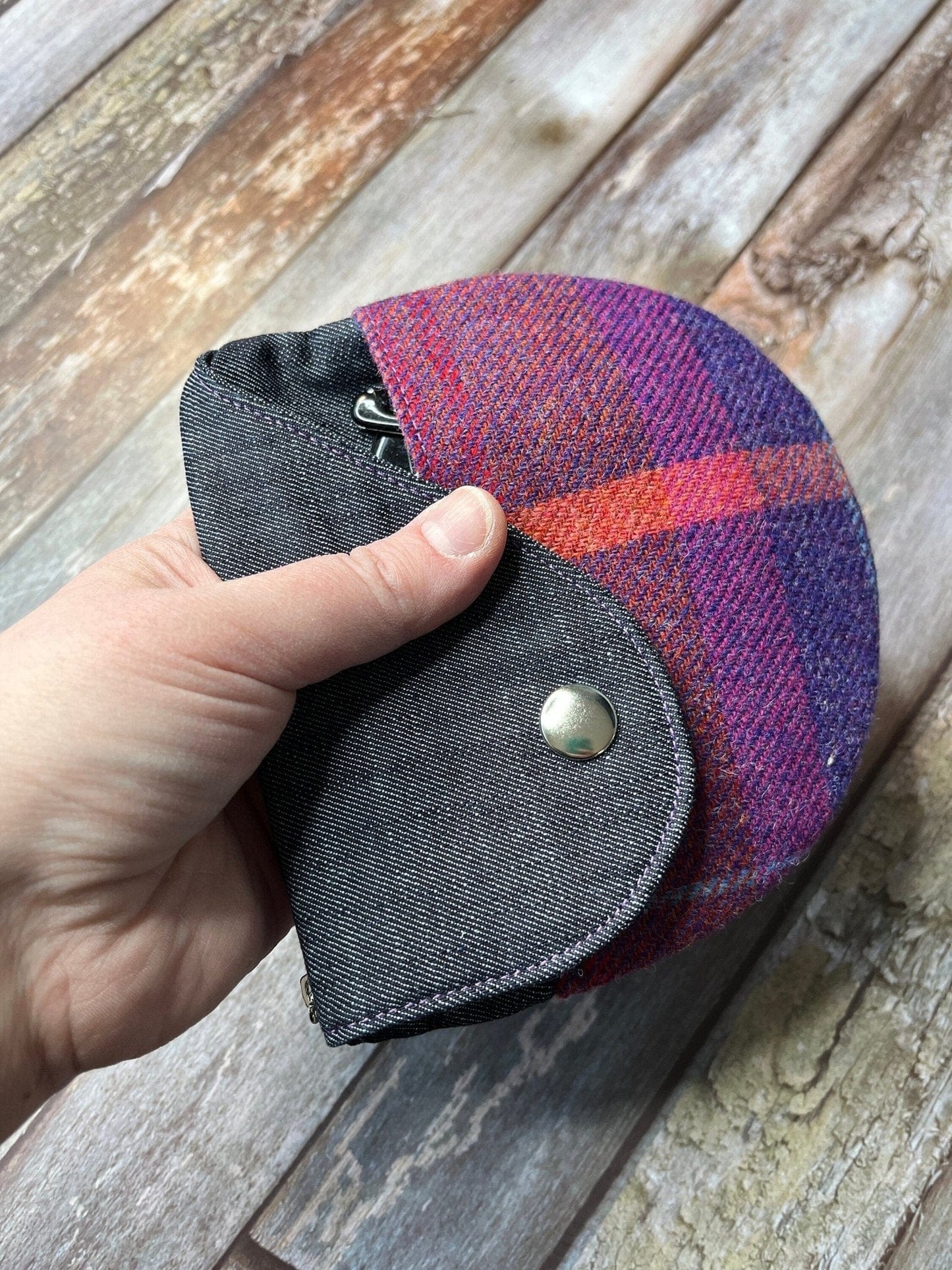 Shetland Sunset Tweed Round Wing Zip Purse