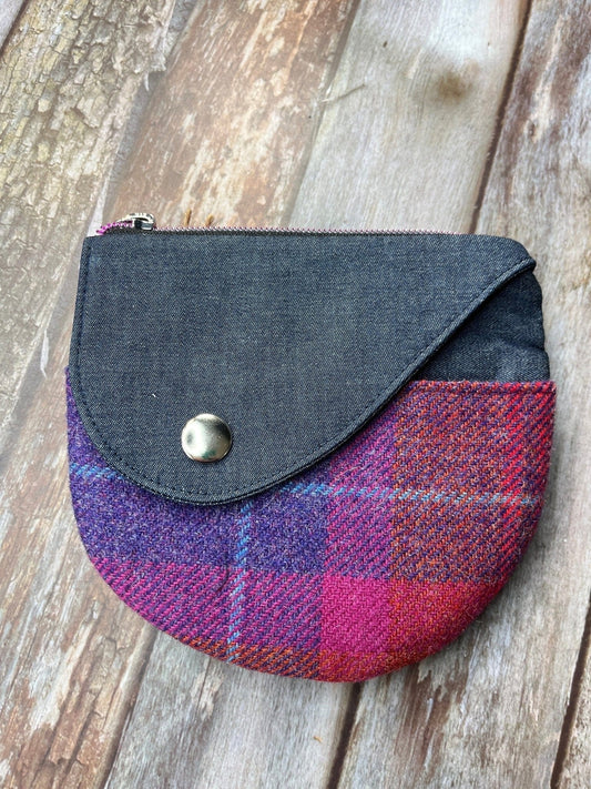 Shetland Sunset Tweed Round Wing Zip Purse