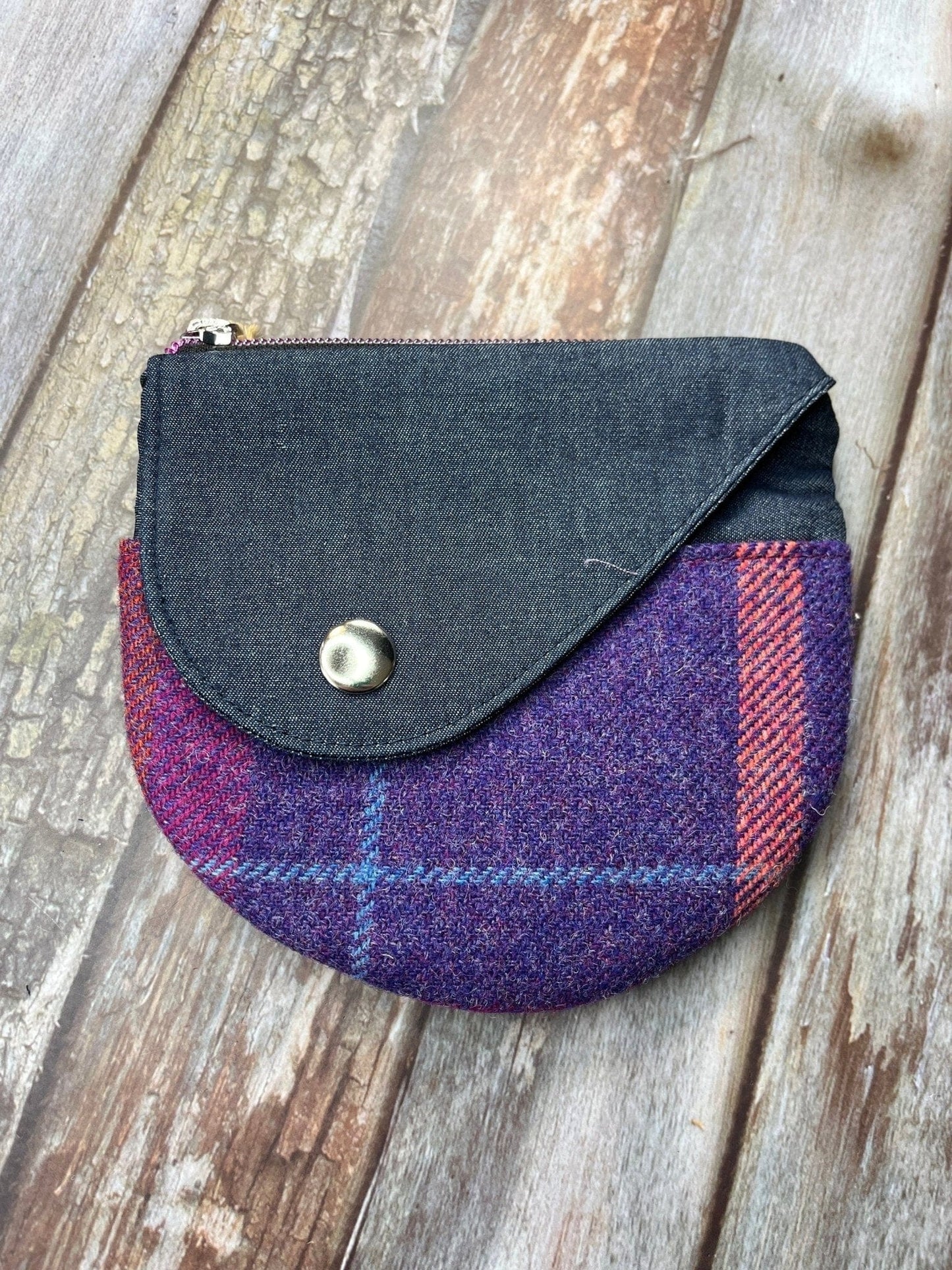 Shetland Sunset Tweed Round Wing Zip Purse