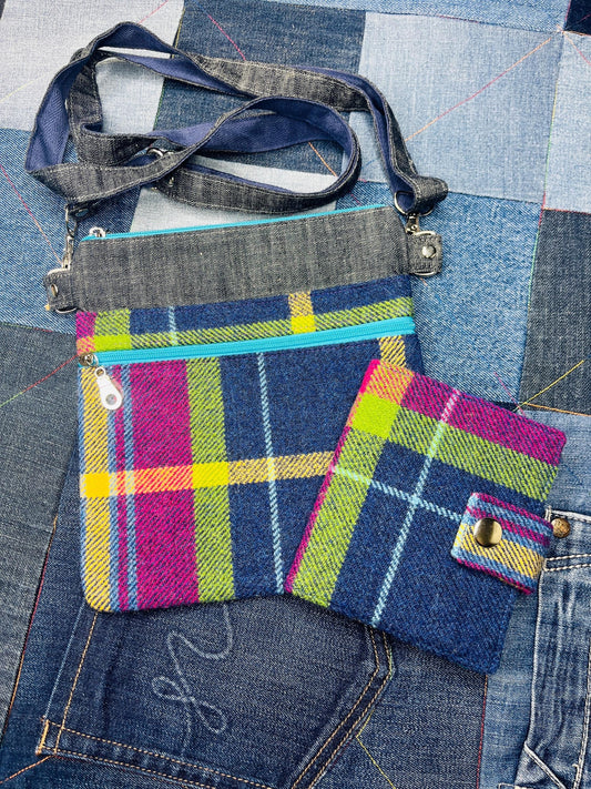 Shetland Winters Night Tweed Crossbody Bag and wallet - Uphouse Crafts