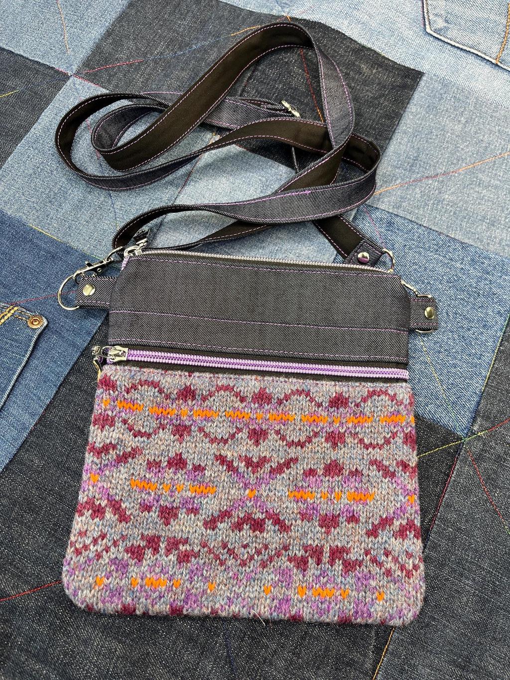 Shetland Wool Denim Crossbody Bag - Uphouse Crafts