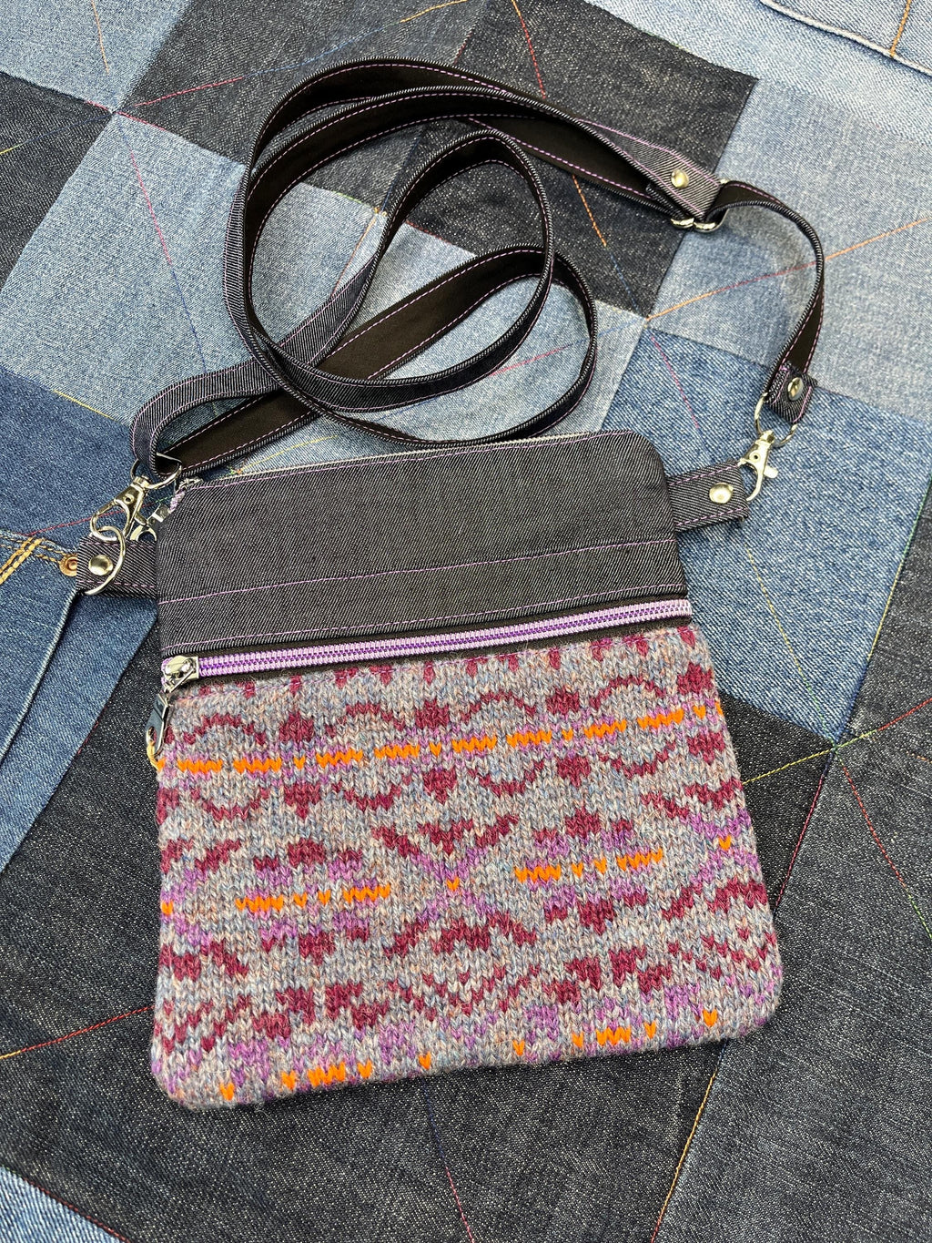 Shetland Wool Denim Crossbody Bag - Uphouse Crafts