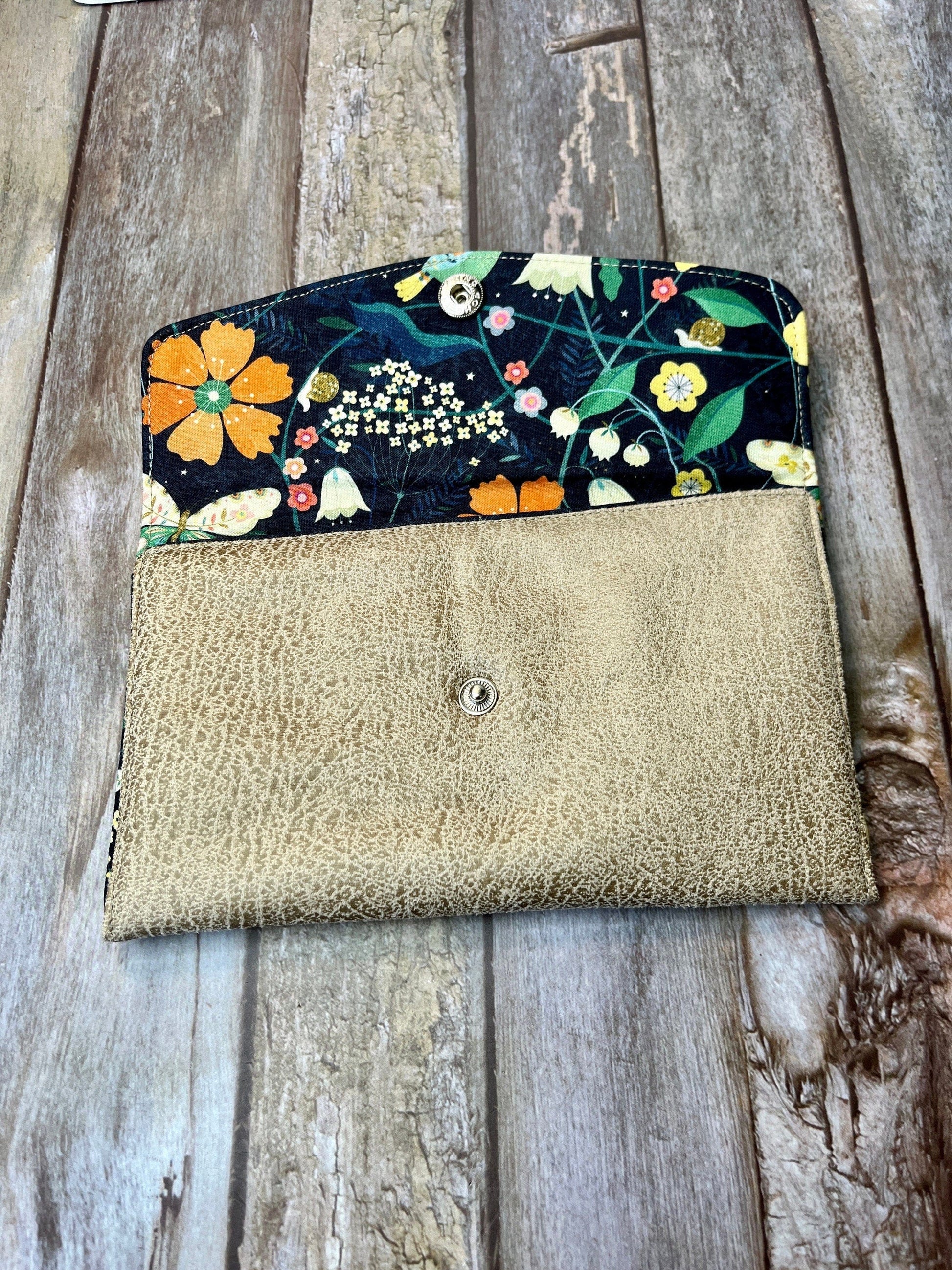 Slim Purse | Beige Faux Suede | Patchwork Purse | Phone Clutch Wallet