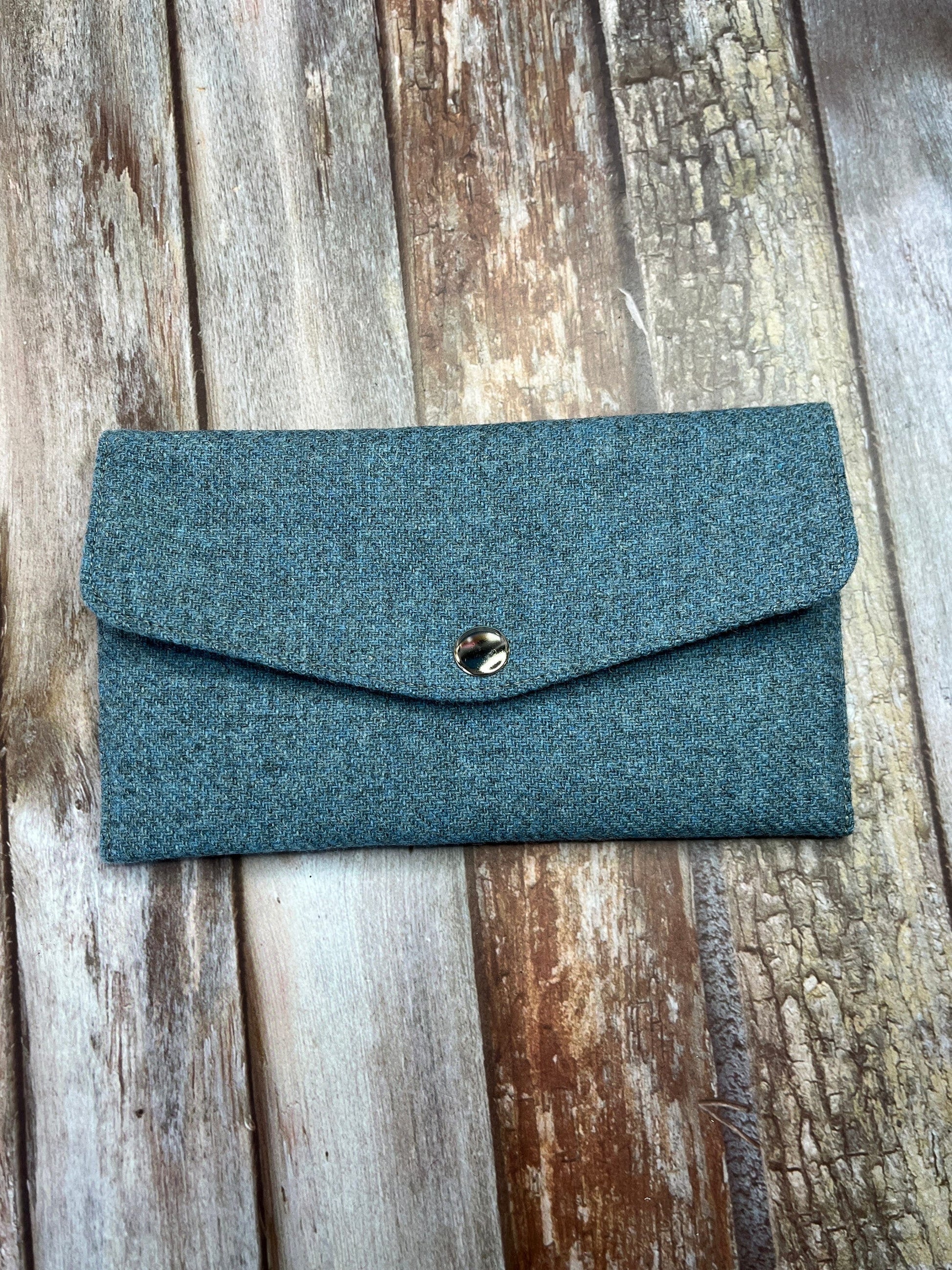 Slim Purse | Patchwork Purse | Blue Tweed