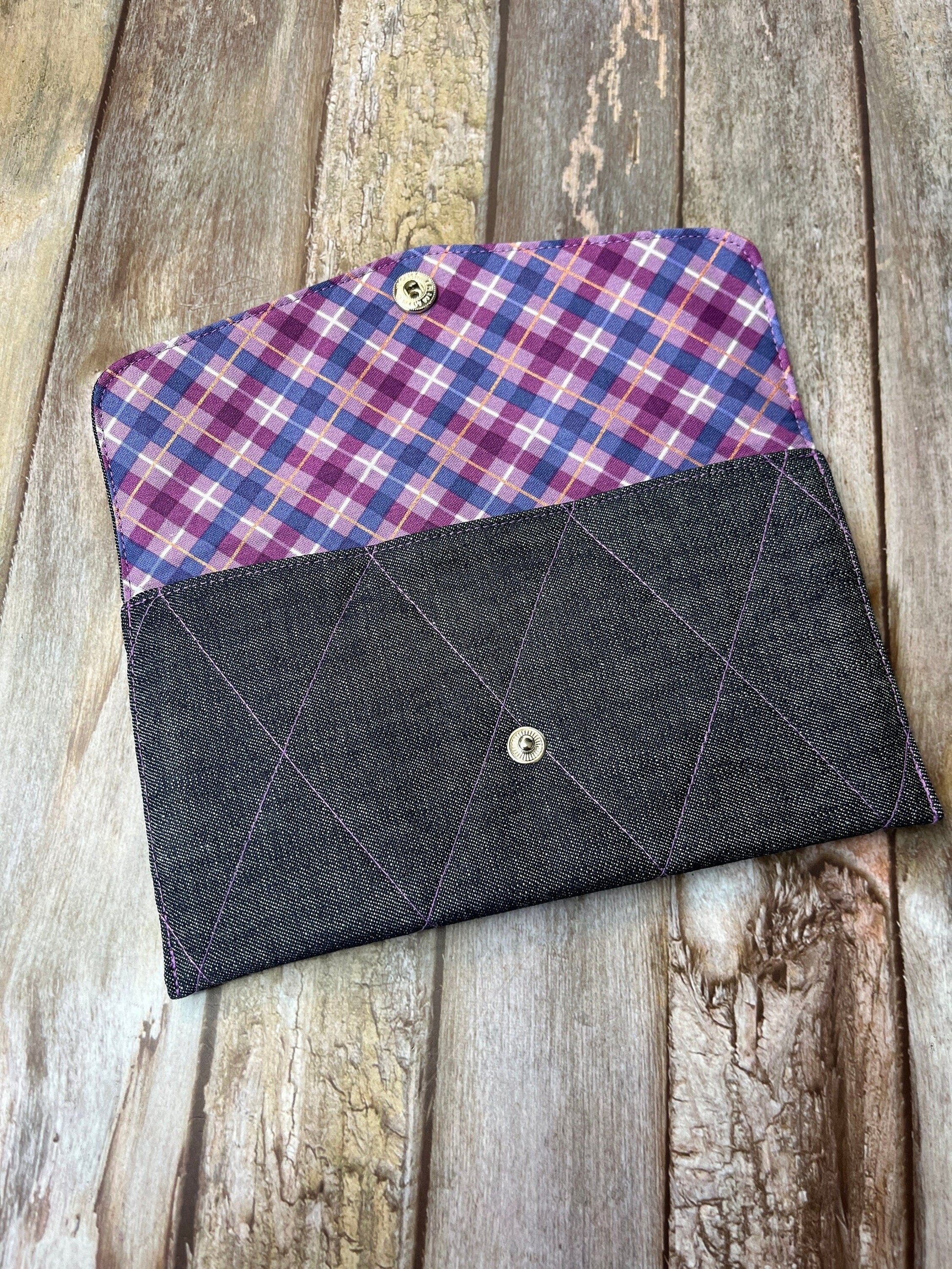 Slim Purse | Patchwork Purse | Denim & Purple