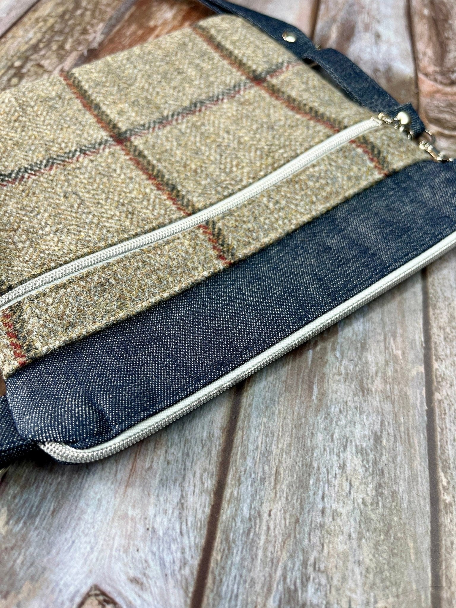 Small Crossbody Bag | Natural Wool Tweed & Denim