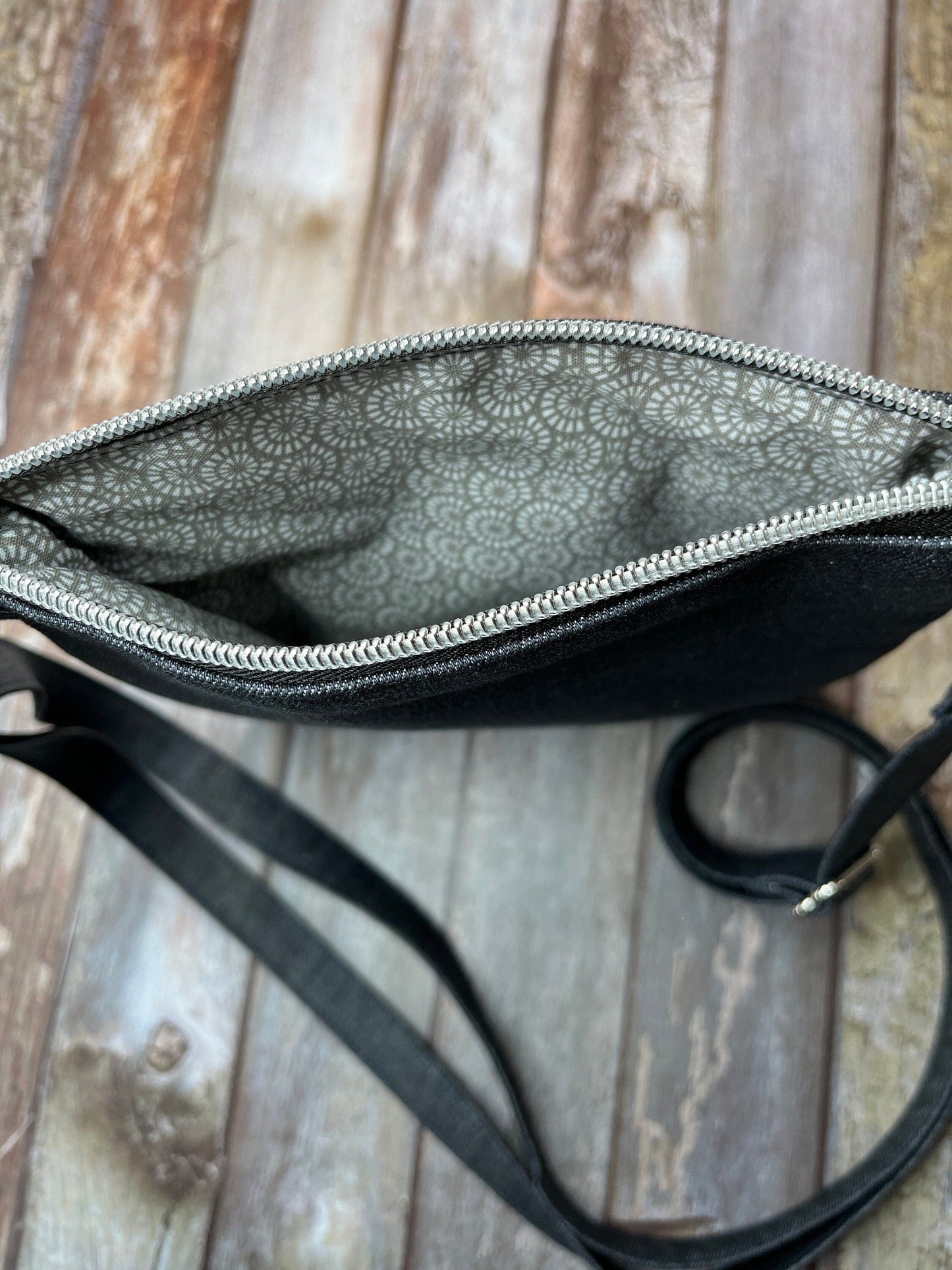 Small Crossbody Bag | Shetland Stormy Seas Tweed & Denim