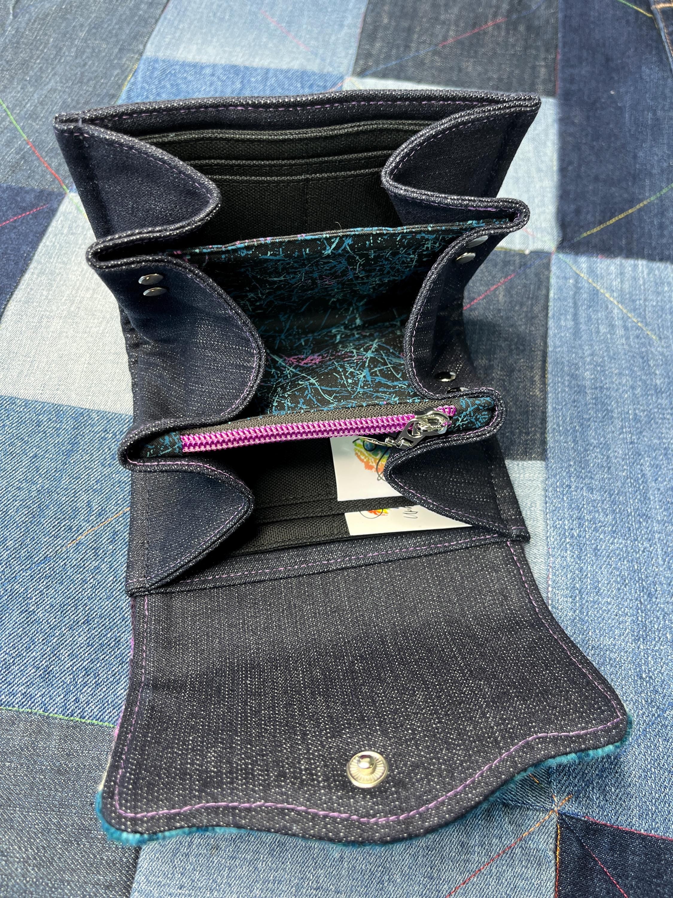 Teal Purple Sheep Wool Purse - Uphouse Crafts