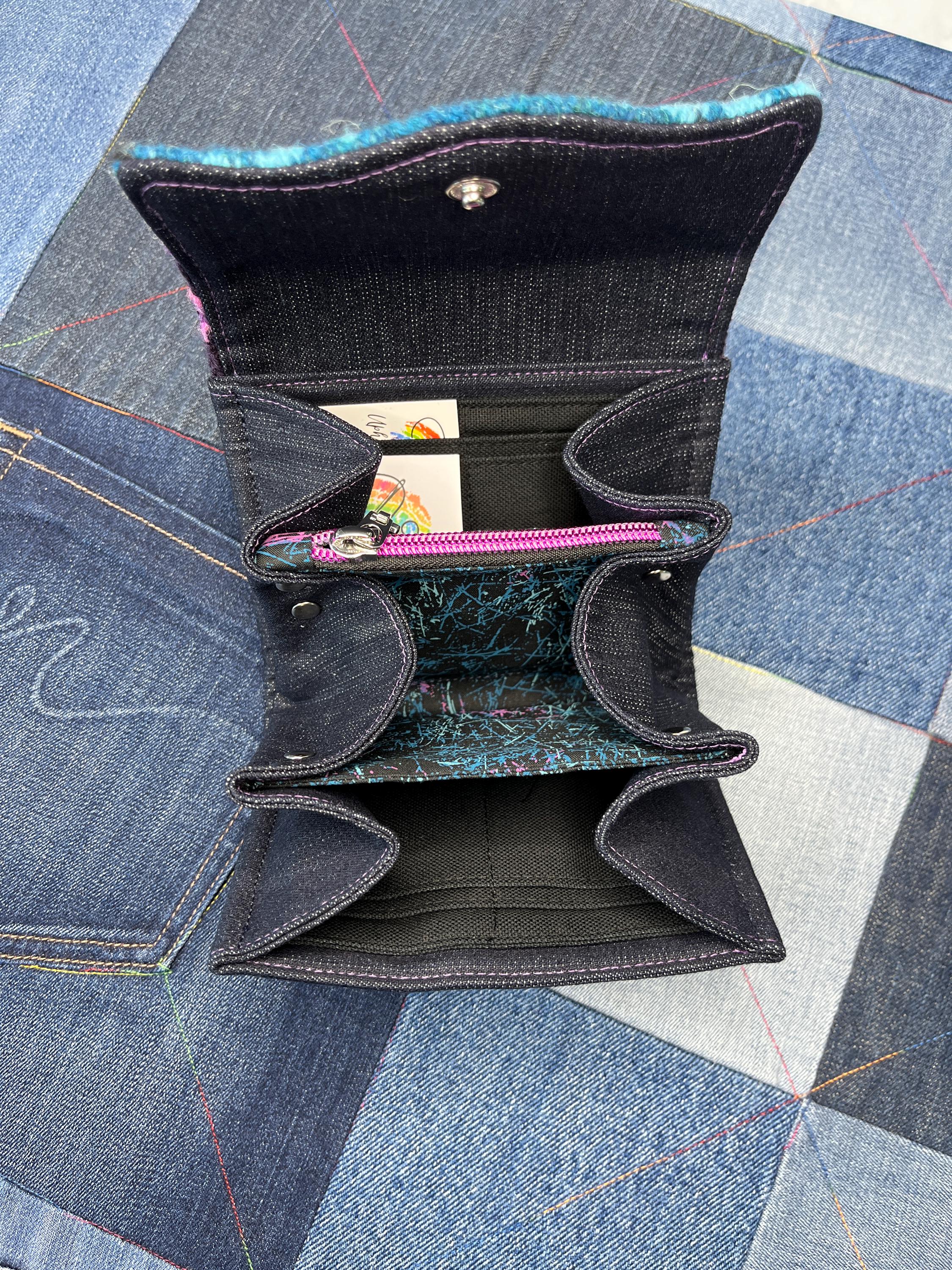 Teal Purple Sheep Wool Purse - Uphouse Crafts