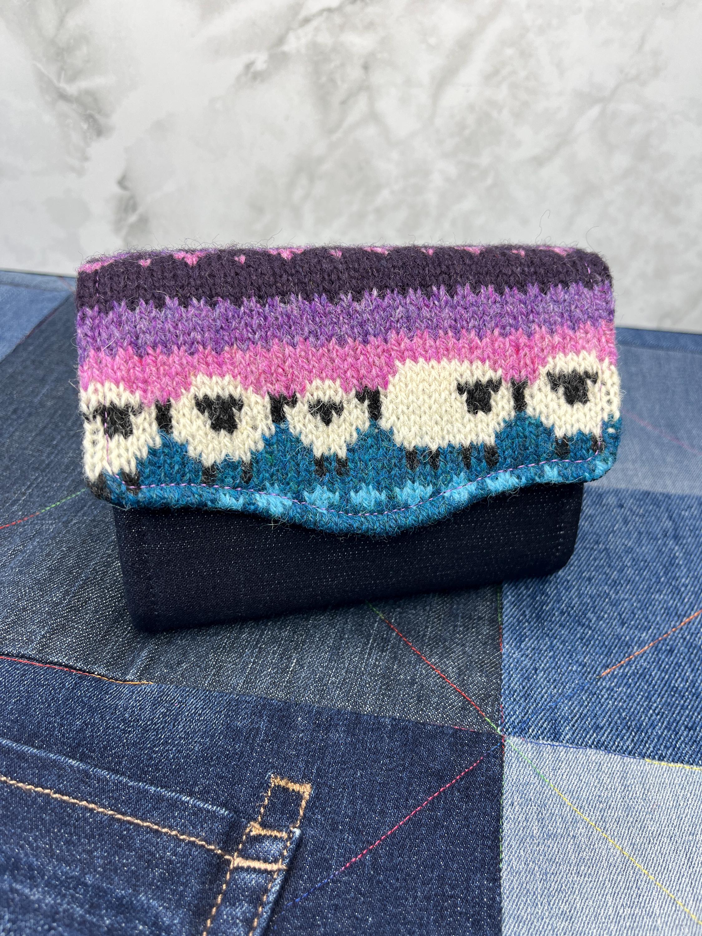 Teal Purple Sheep Wool Purse - Uphouse Crafts
