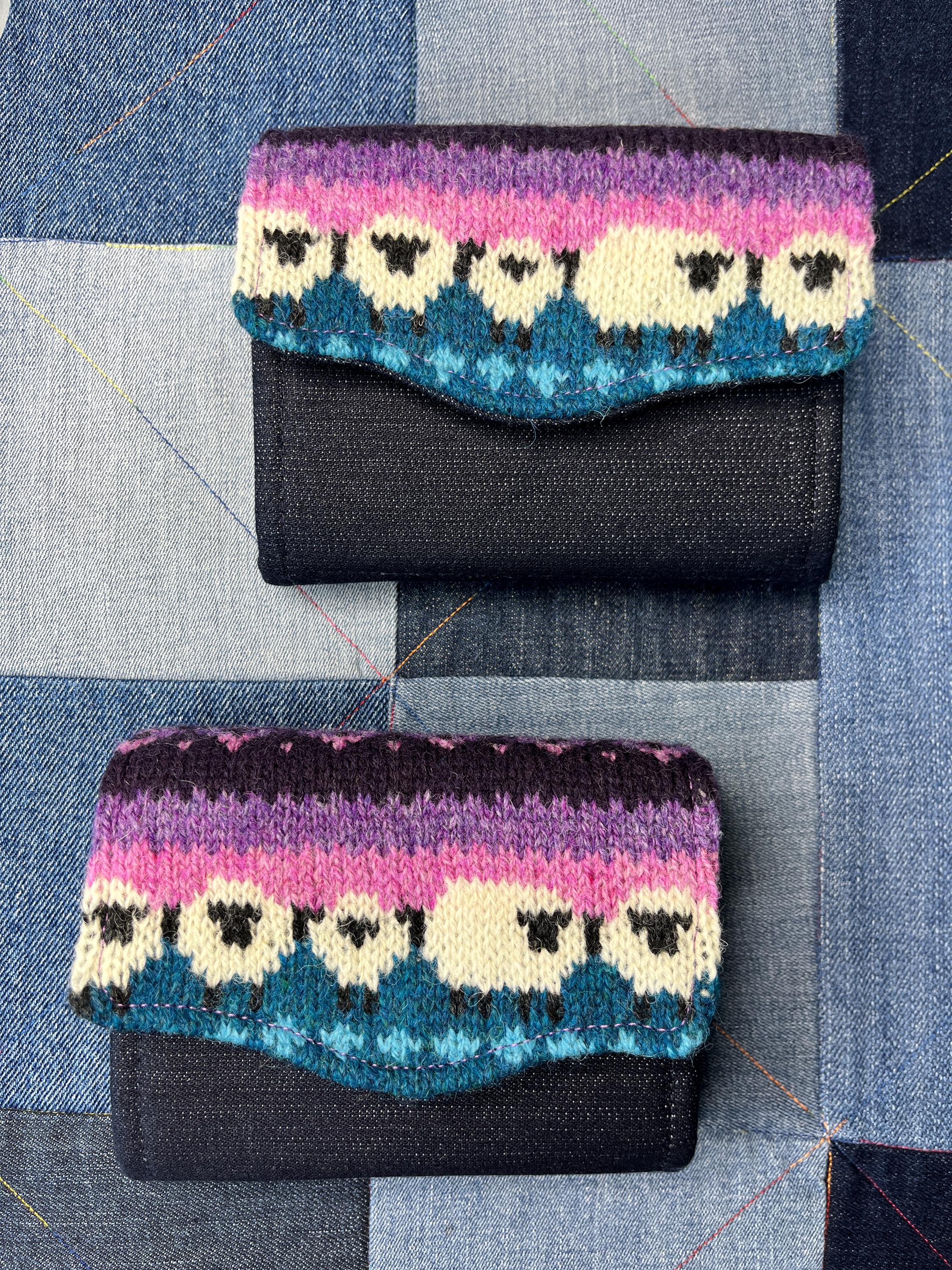 Teal Purple Sheep Wool Purse - Uphouse Crafts
