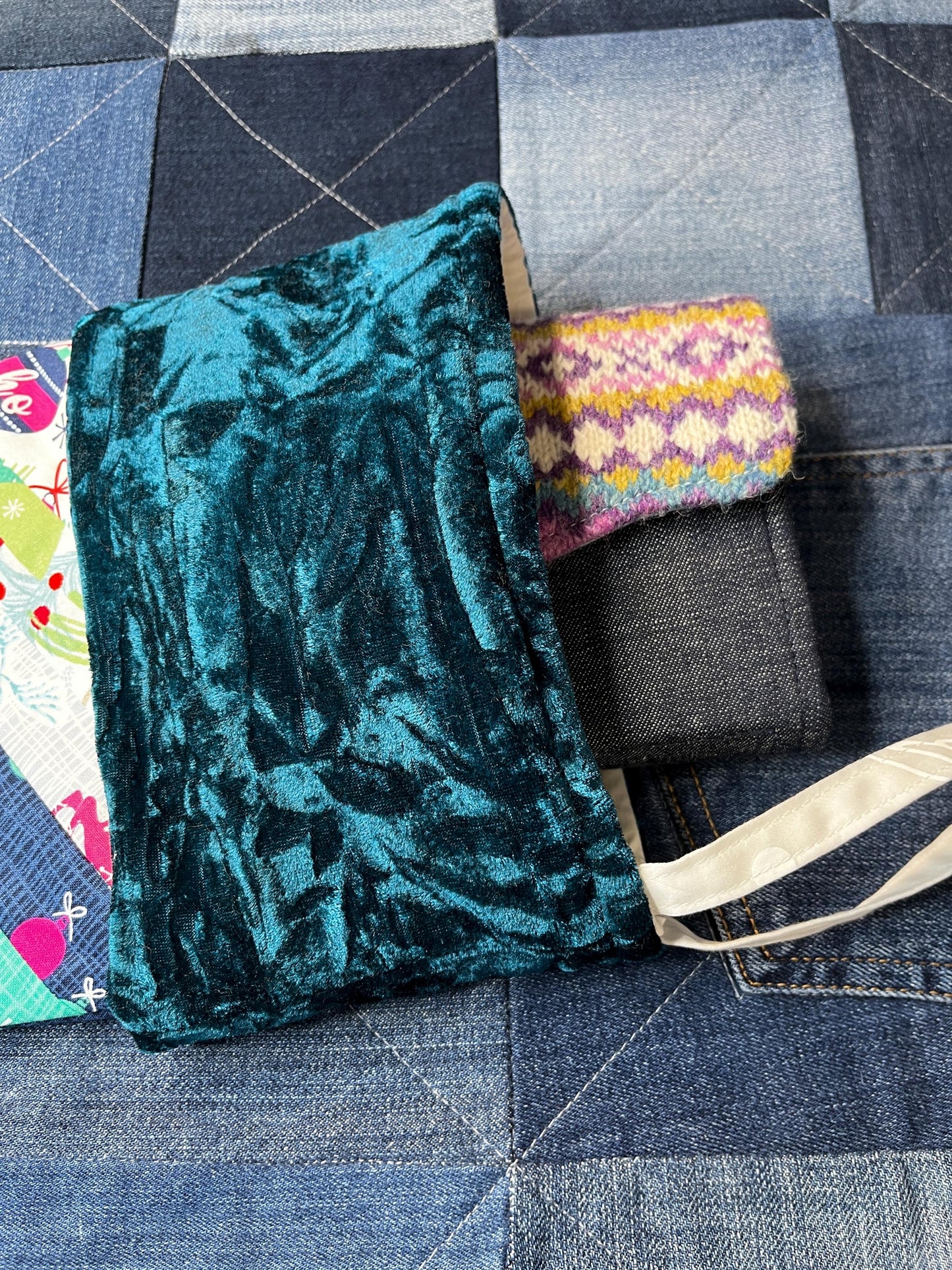 Quilted Christmas Stocking - Crushed Velvet Teal