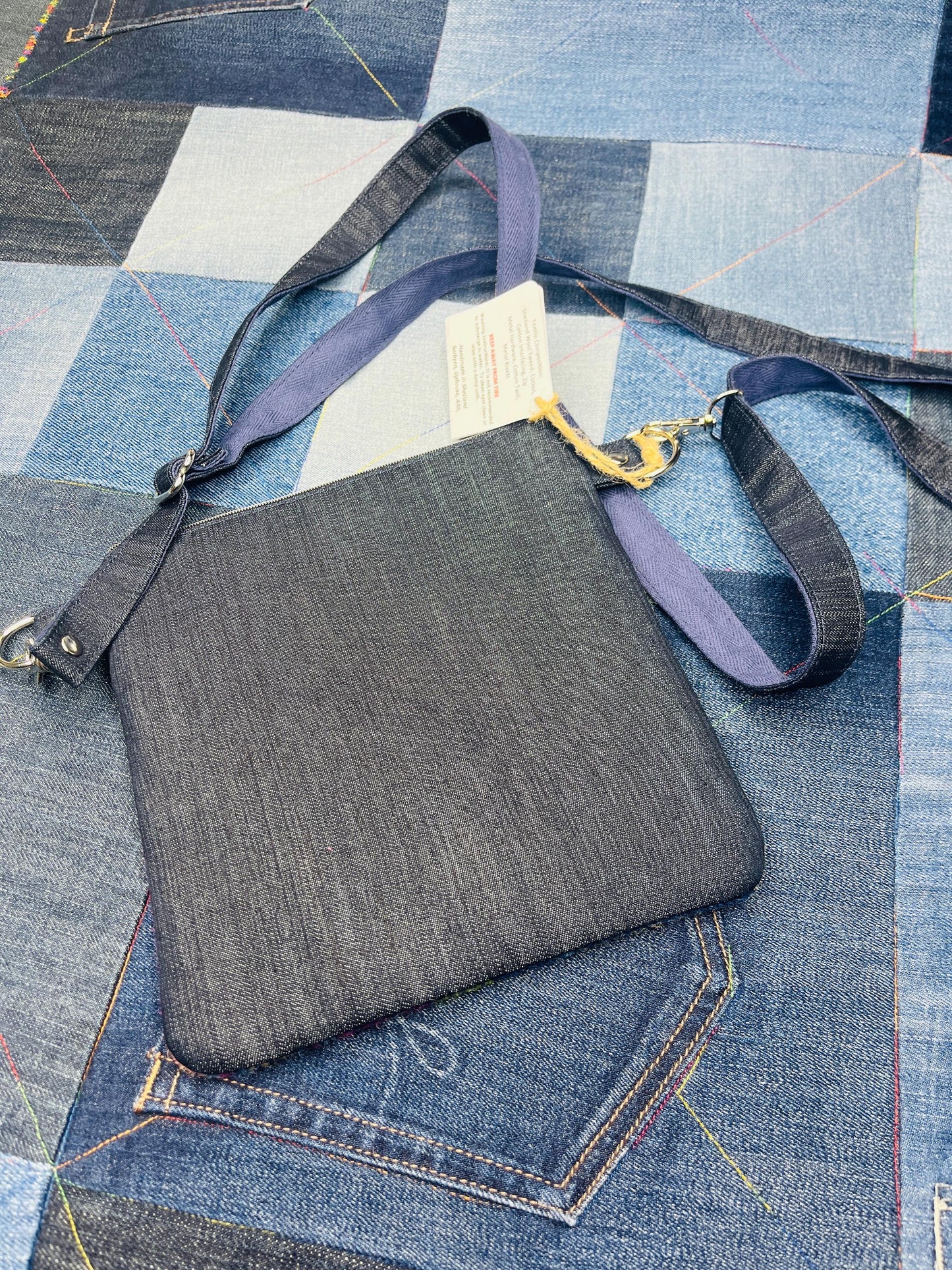 Small Crossbody Bag | Shetland Winters Night Tweed & Denim