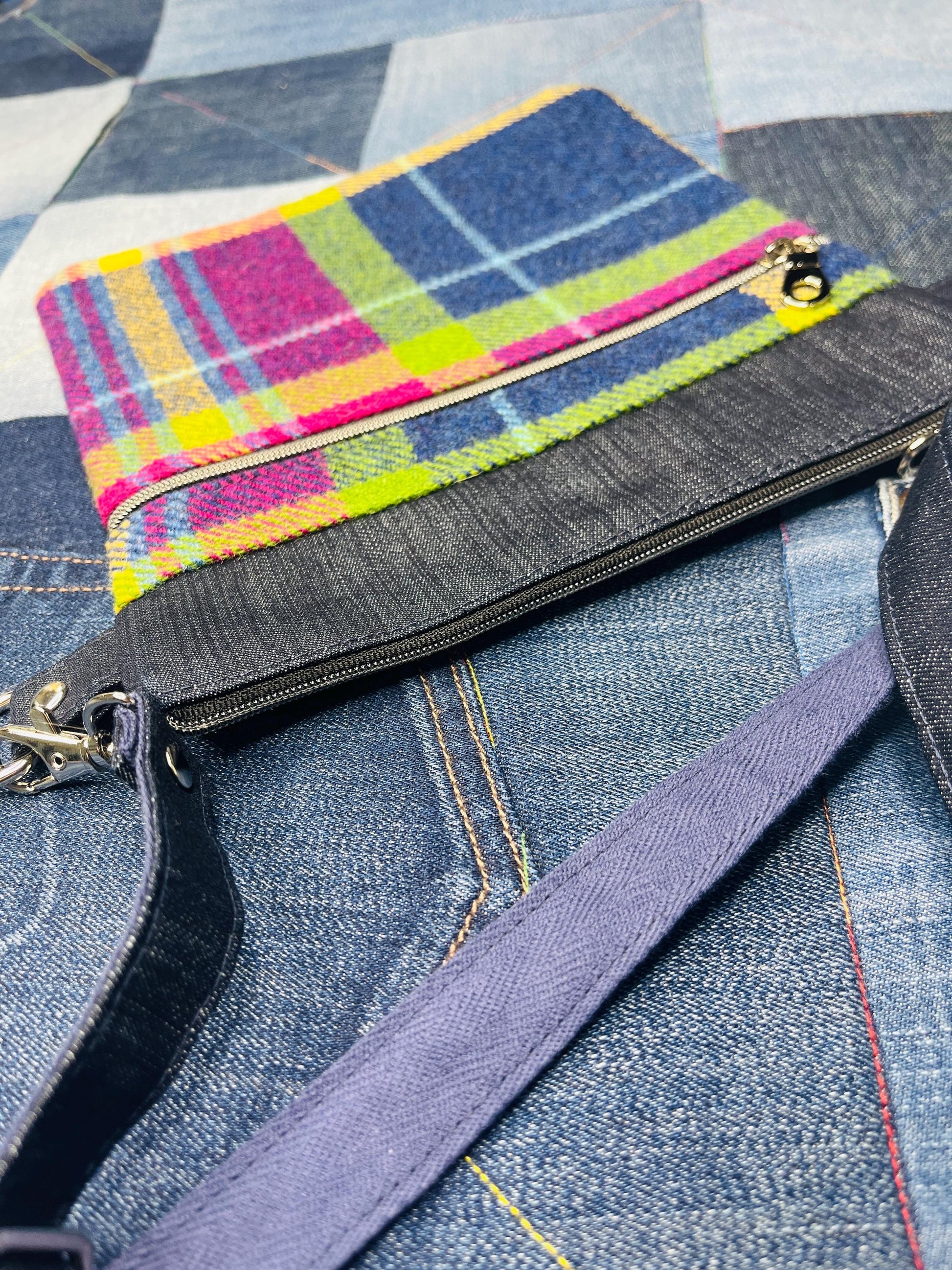 Small Crossbody Bag | Shetland Winters Night Tweed & Denim