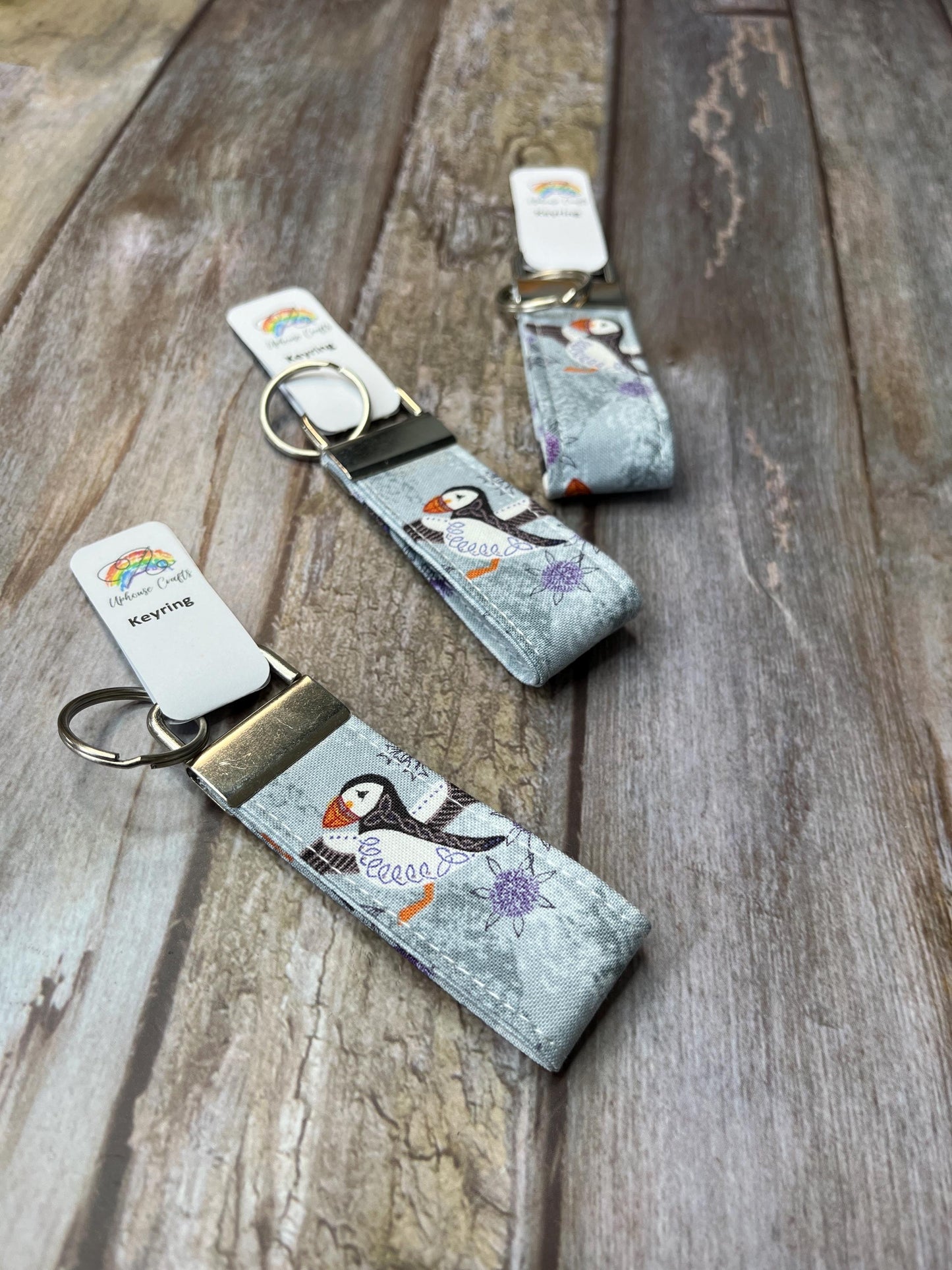 Puffin Keyring | Silver Grey | Celtic style