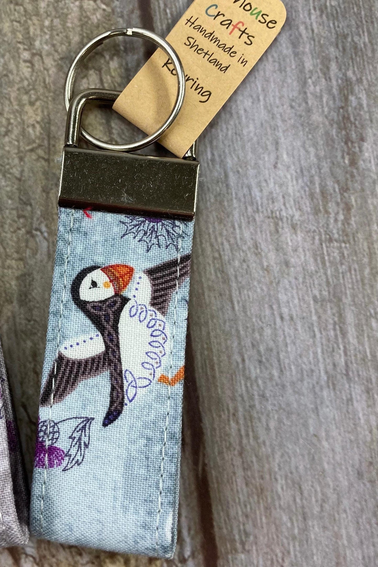 Puffin Keyring | Silver Grey | Celtic style