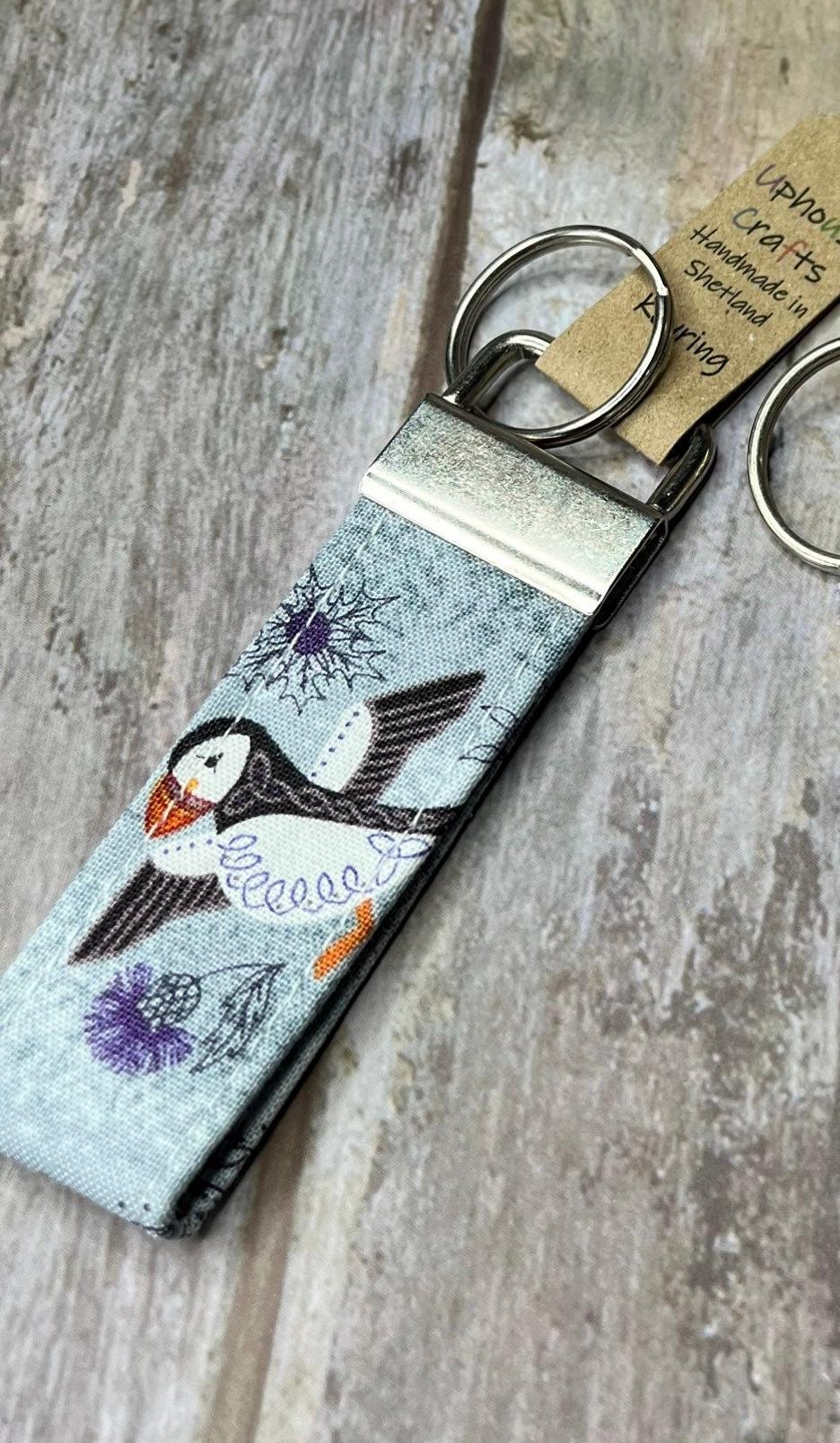 Puffin Keyring | Silver Grey | Celtic style