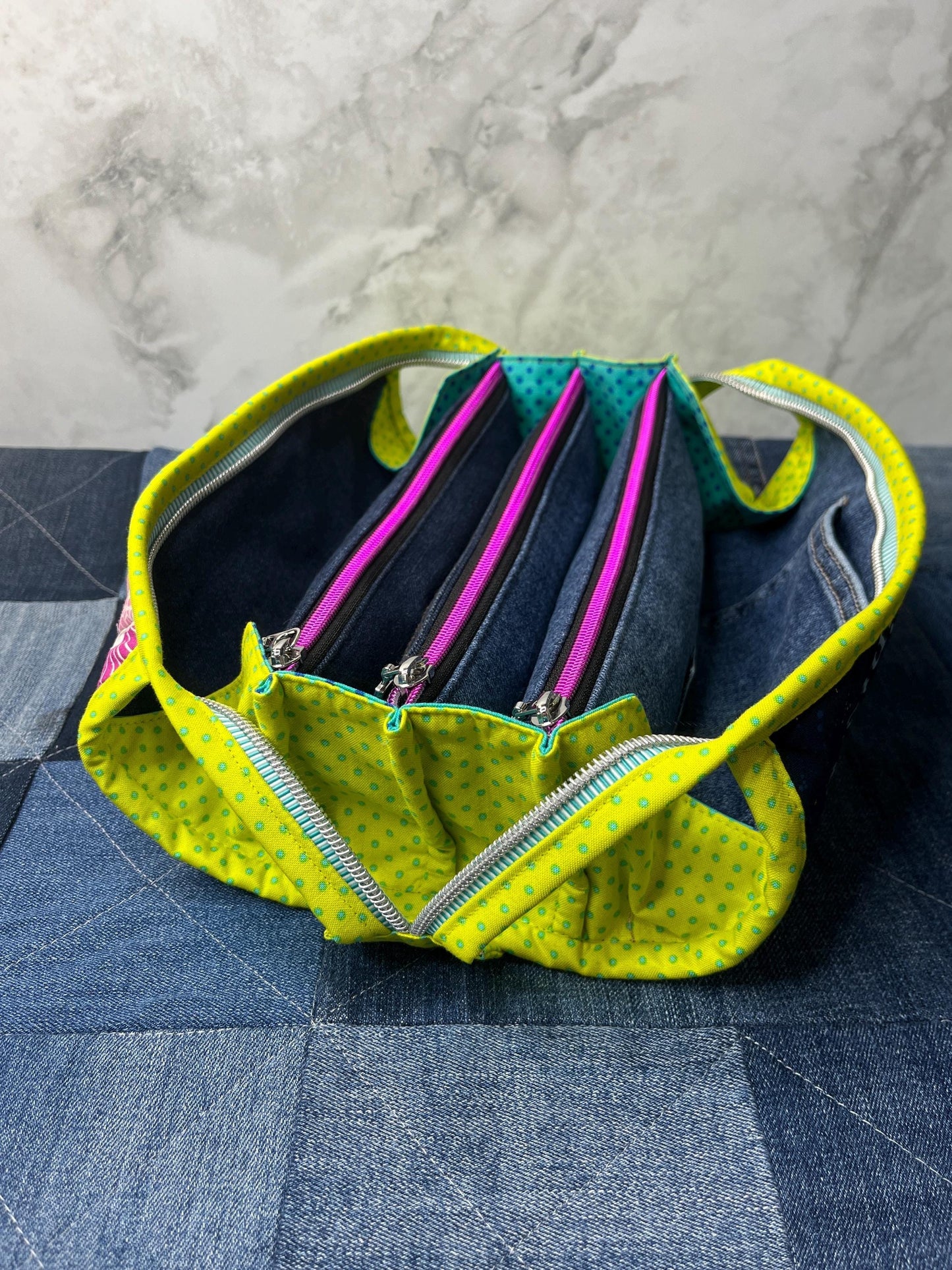 Sew Together Bag | Lime Rainbow Selvedge | Craft Organiser