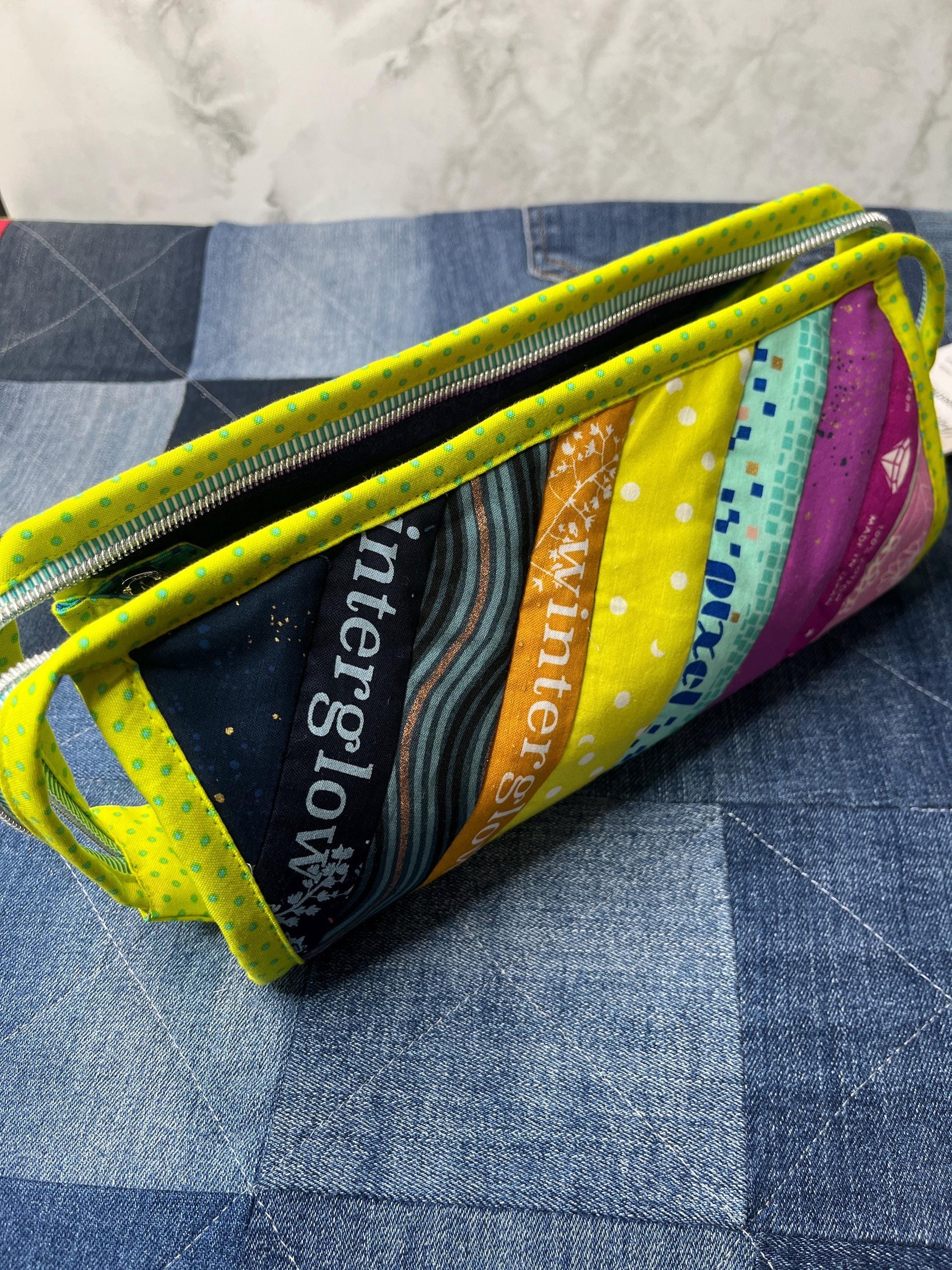 Sew Together Bag | Lime Rainbow Selvedge | Craft Organiser