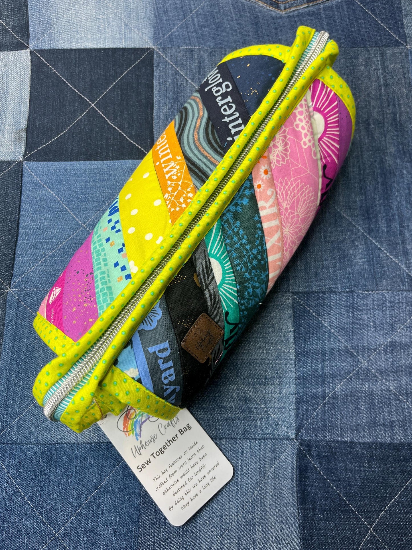 Sew Together Bag | Lime Rainbow Selvedge | Craft Organiser