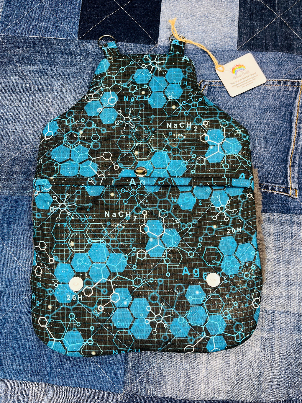 Wearable Hot Water Bottle Cover | Blue Black Science - Uphouse Crafts